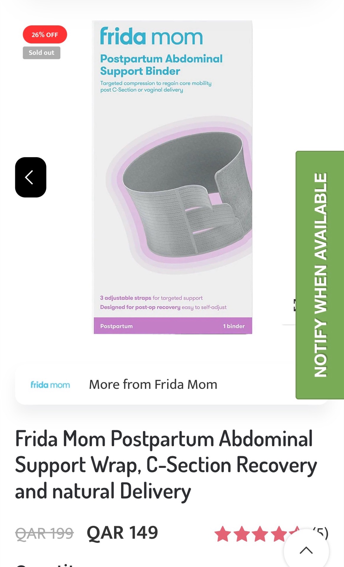 Frida Mom Postpartum Abdominal Support Wrap Belt C-Section & Delivery maternity - Image 2