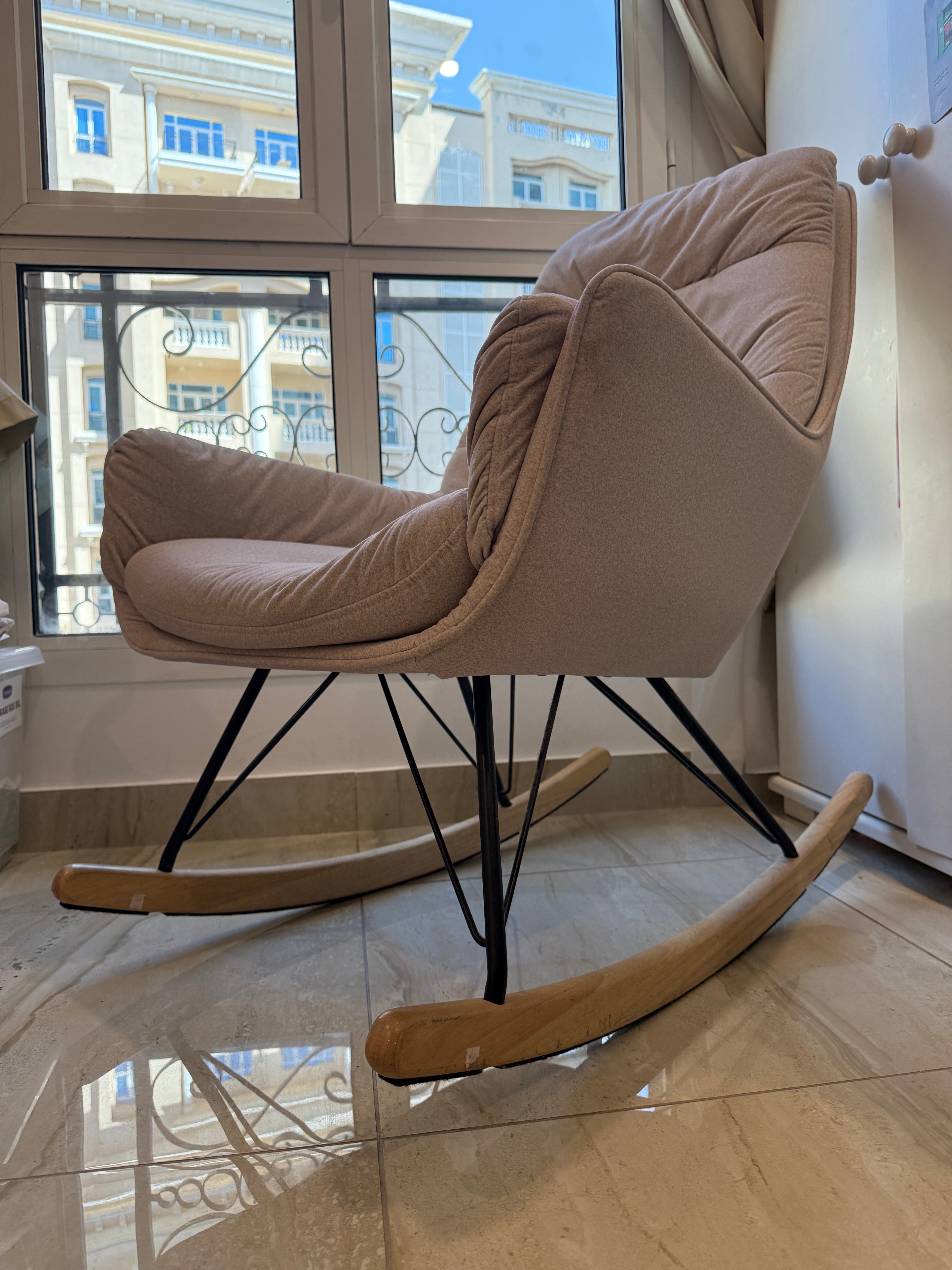 Modern Beige Rocking Chair | Nursing / Reading Chair  - Image 2