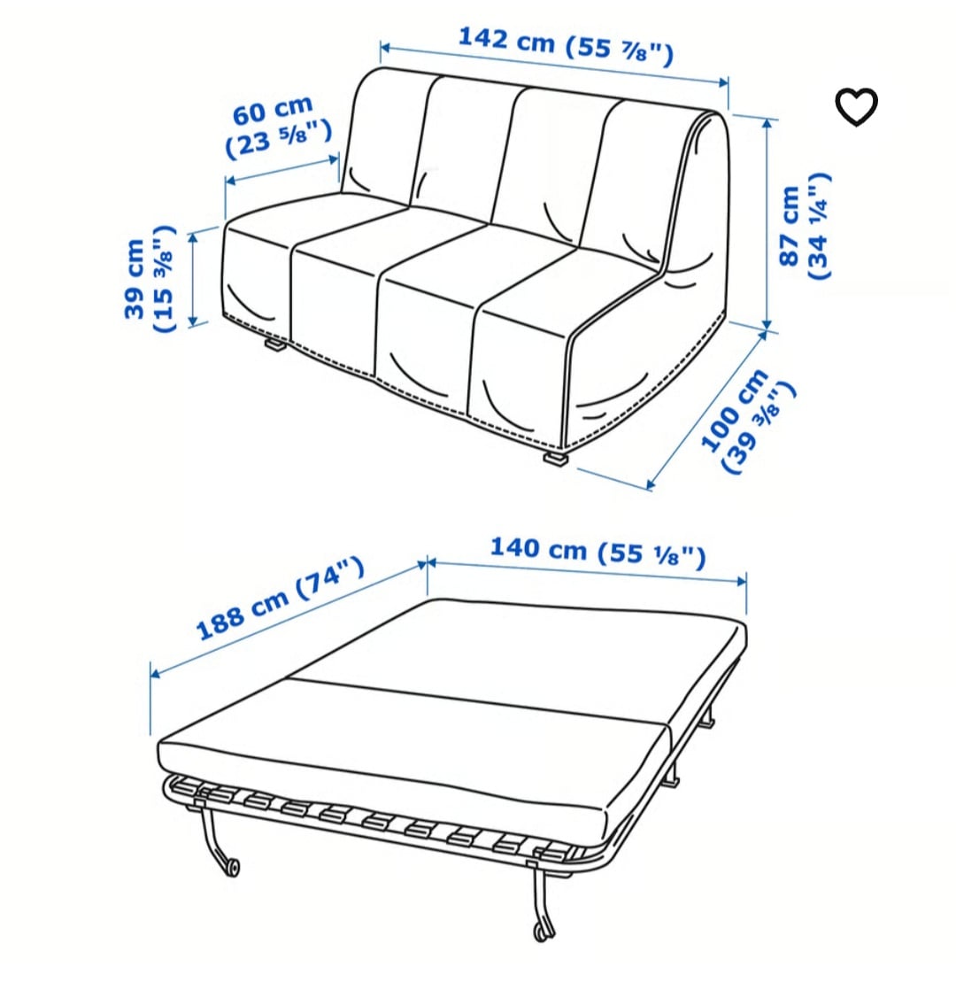 Ikea 2 seater sofa convertible to double sized bed - Image 7