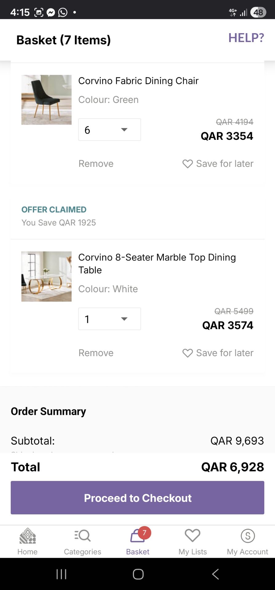 8 seater dining table for sale - Image 3