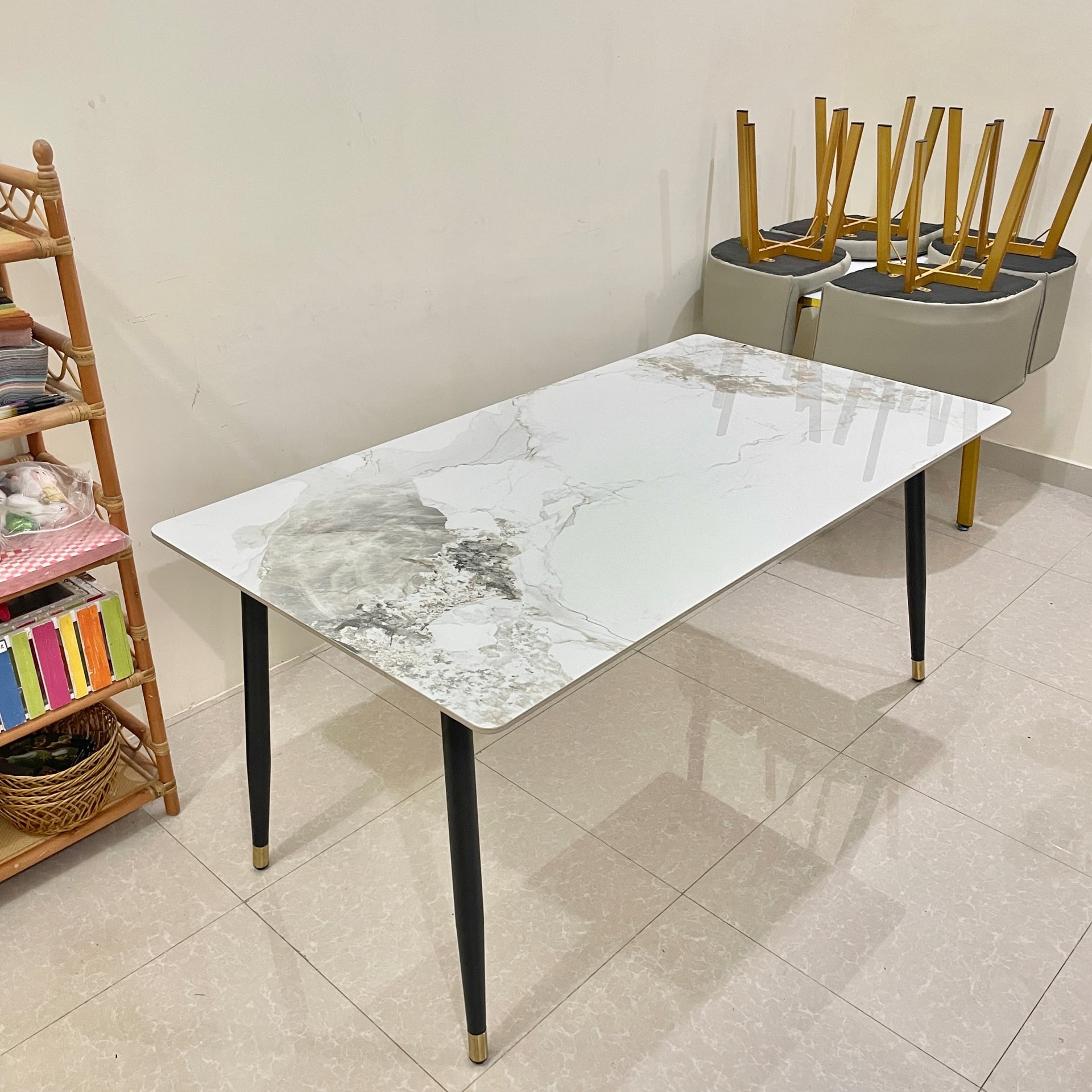 Dining table, marble table, 6-seater table, restaurant table, kitchen furniture - Image 1