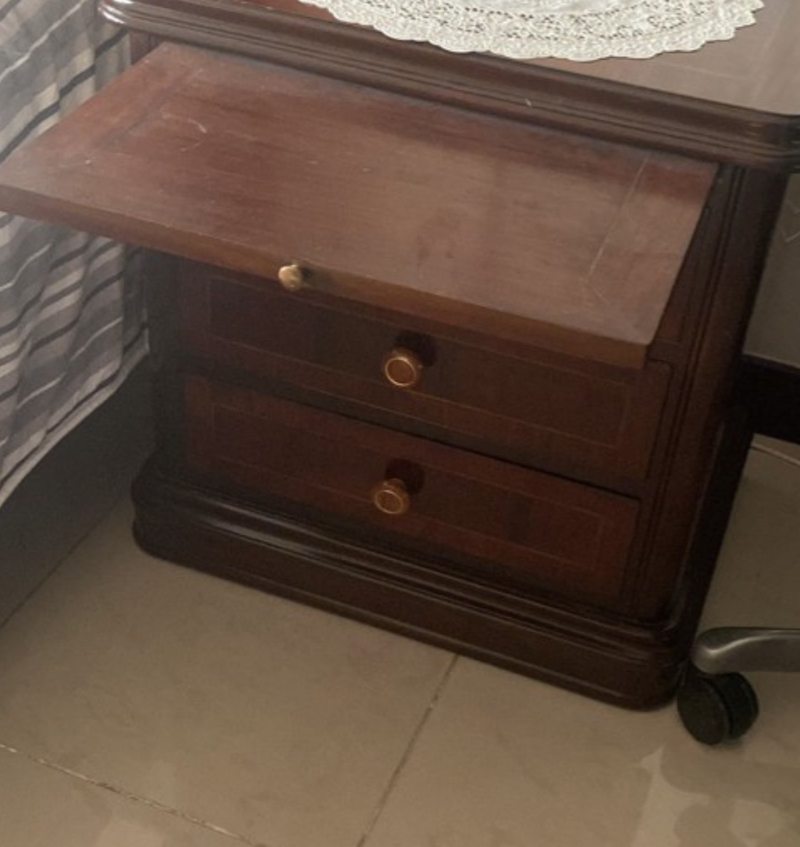 Pure Inter wood Bed with Mattress, side Table and Dressing Table for Sale. - Image 5