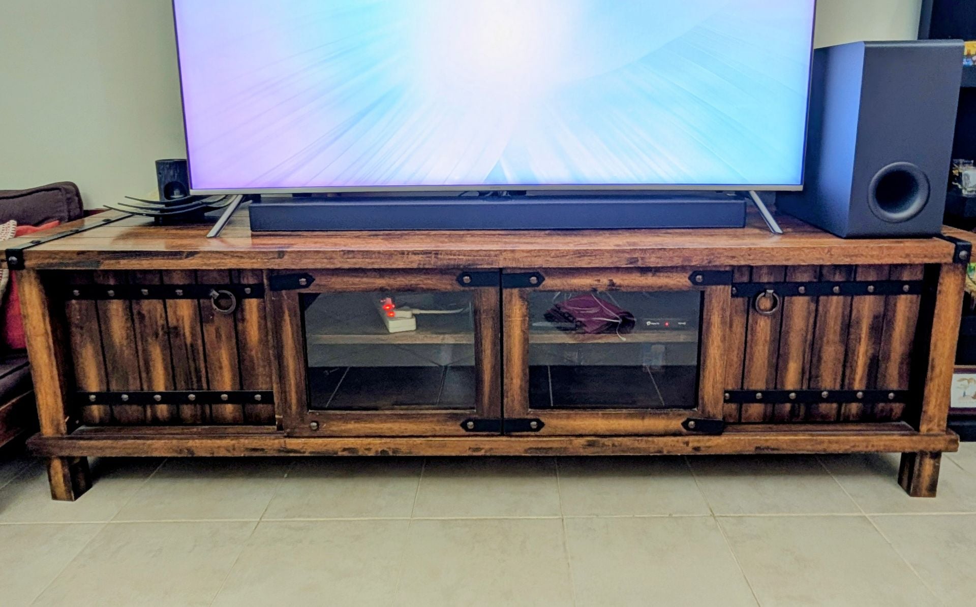 Home Center Wooden TV Stand (Rustic Finish) in Great Condition for Sale - Image 1