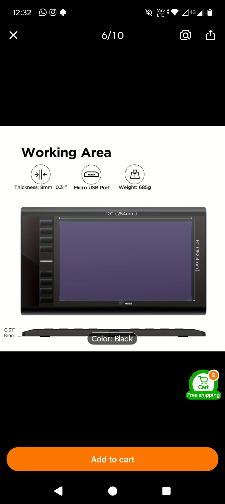 UGEE M708 GRAPHIC DRAWING TABLET - Image 5