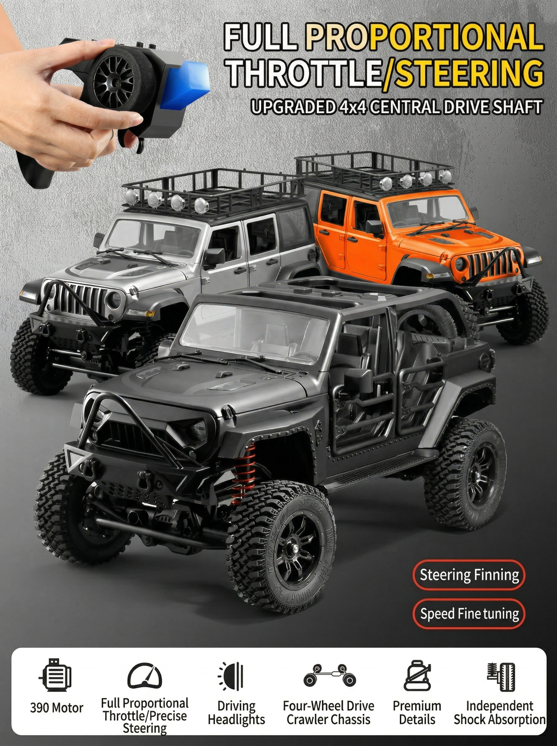 4WD Off-Road RC Crawler Jeep – 2.4GHz Remote Control - Image 1