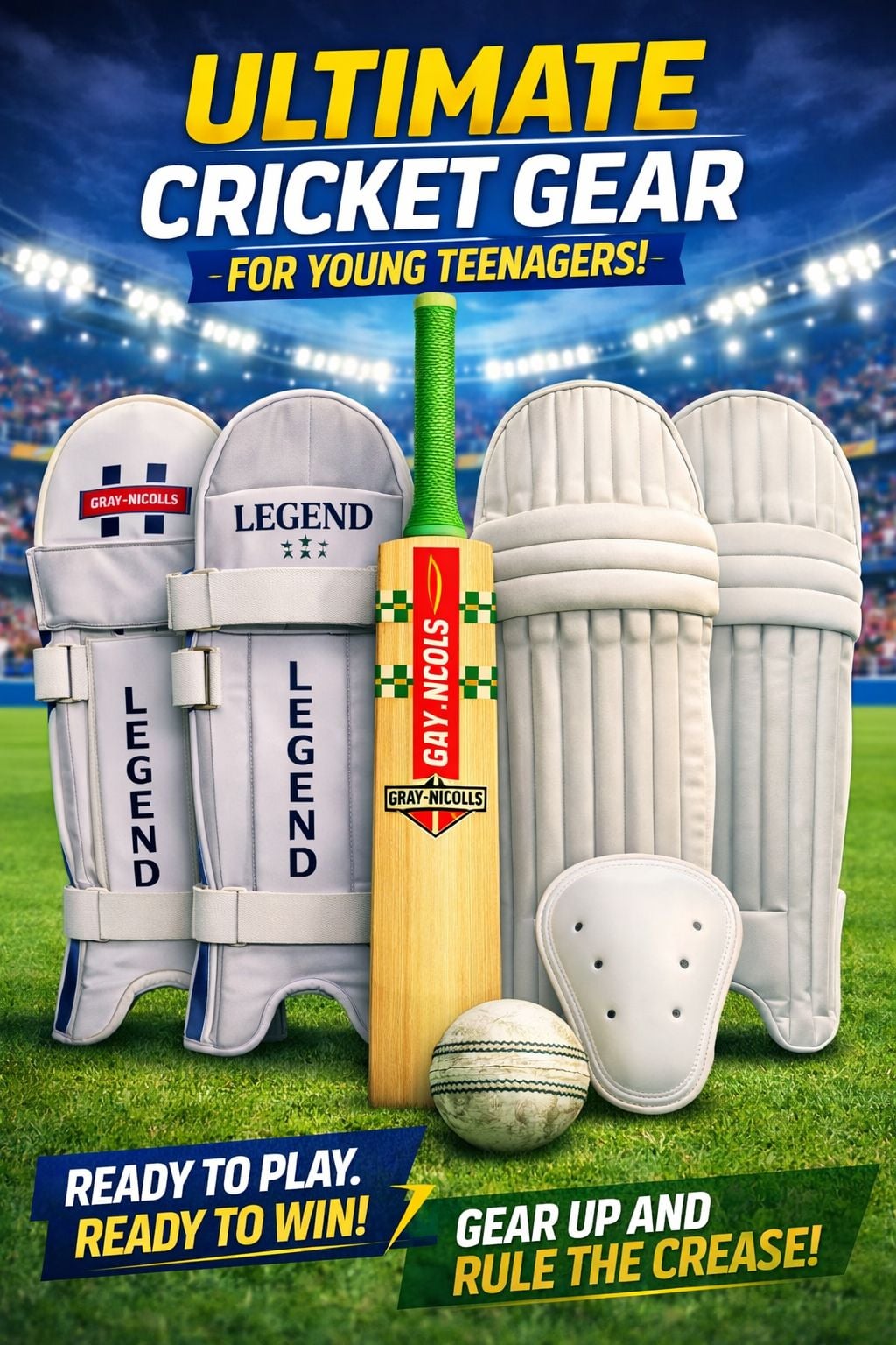 Bat, Pads and white ball For Teenagers - Image 2