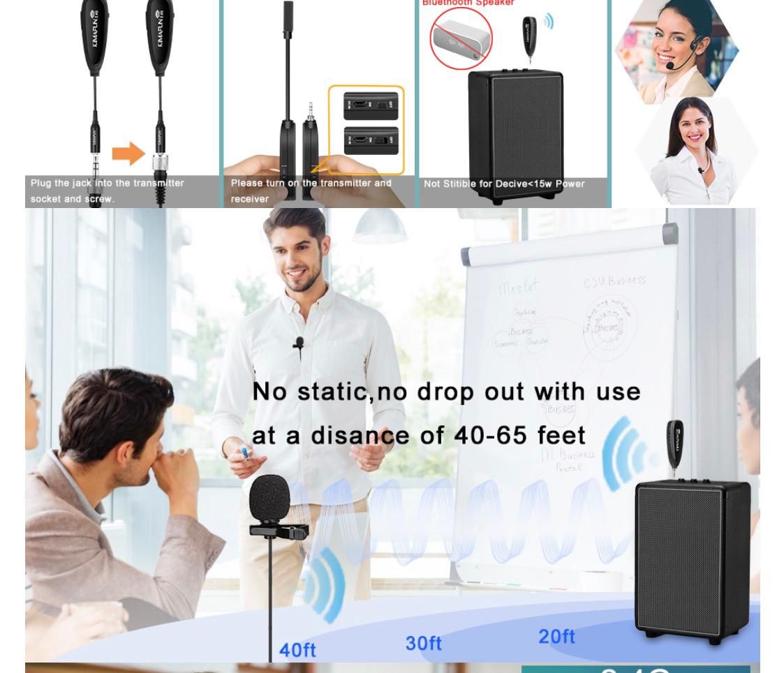 طقم ميكروفون لاسلكي KIMAFUN - كالجديد - Image 10