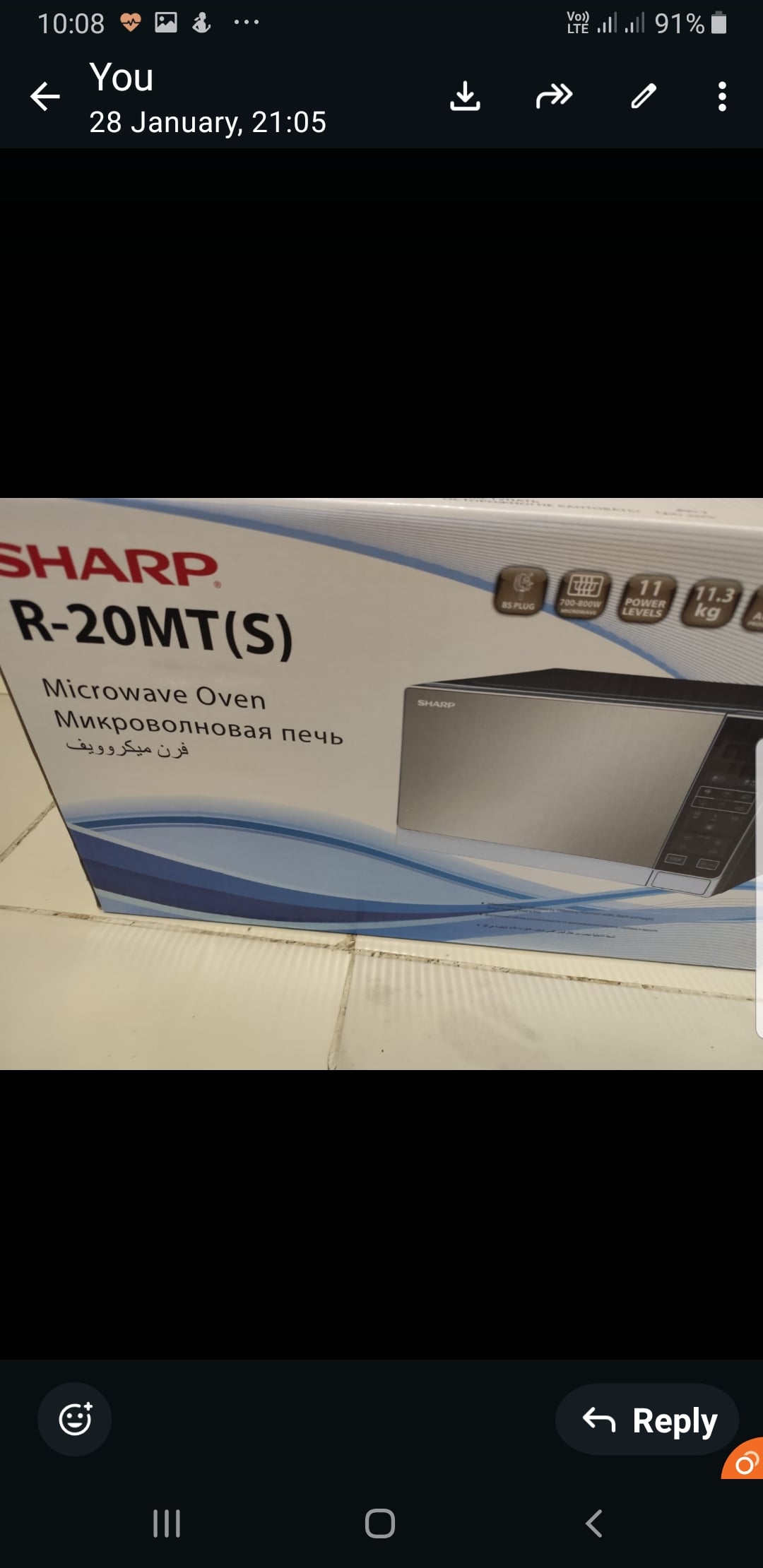 Brnd New Sharp Microwave Oven R-20MT(S) - Sealed Box (Never opened) - Image 2