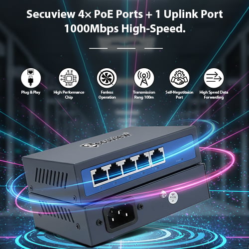 Secuview 4× PoE + 1 Uplink Gigabit Switch - Image 2