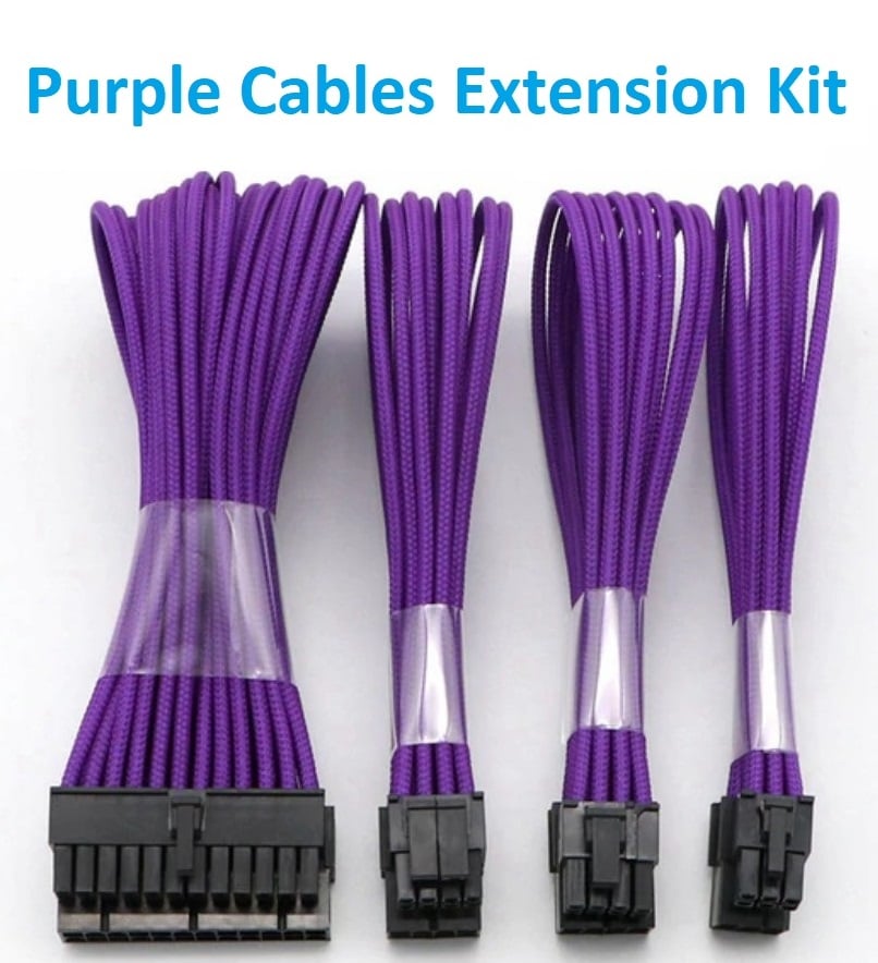 NEW Purple Gaming PC PSU Cable Extension Kit READ DESCRIPTION - Image 4