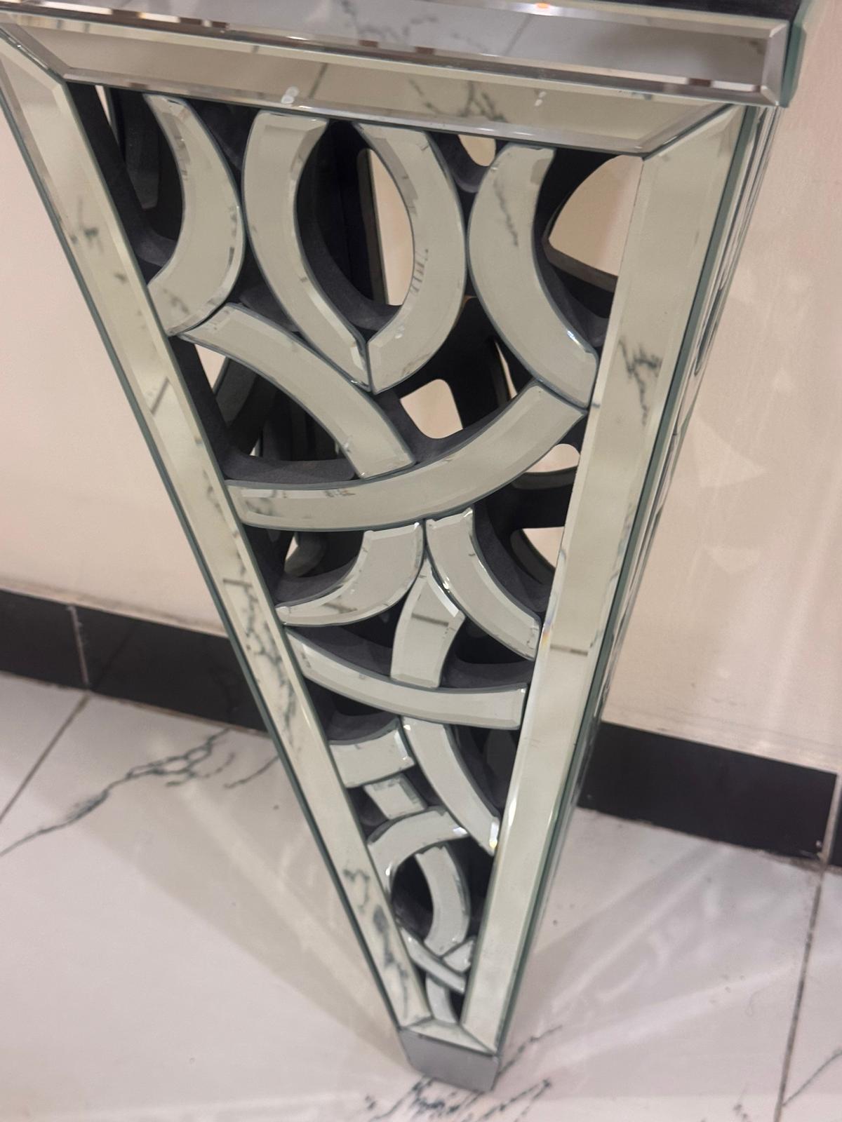 Luxury Mirrored Console & Designer Wall Mirror Set - Image 3