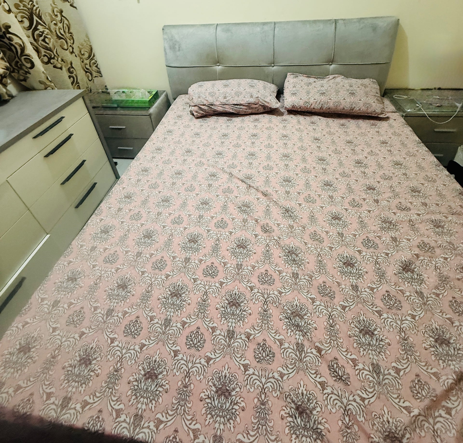 Home center Bed&mattress with side tables and dressing table for sale - Image 2