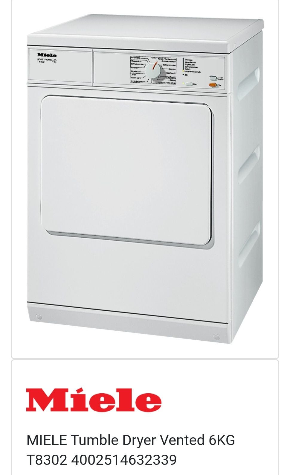 Miele Dryer German Original 6-8 KG - Image 1