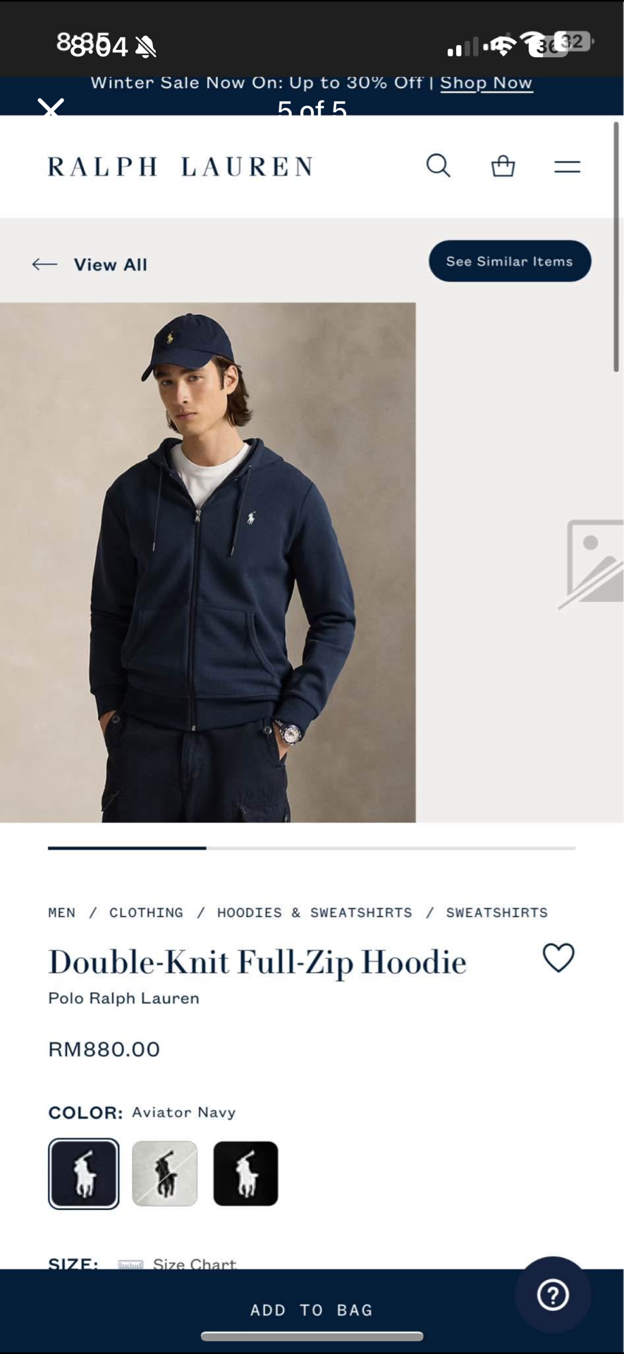Ralph Lauren double knit full zip up hoodie  - Image 3