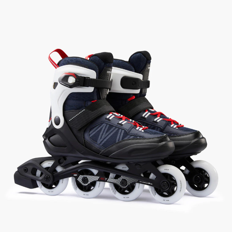 OXELO | Adult Inline Fitness Skates FIT500 - Blue/Red | Size 42 - Image 2
