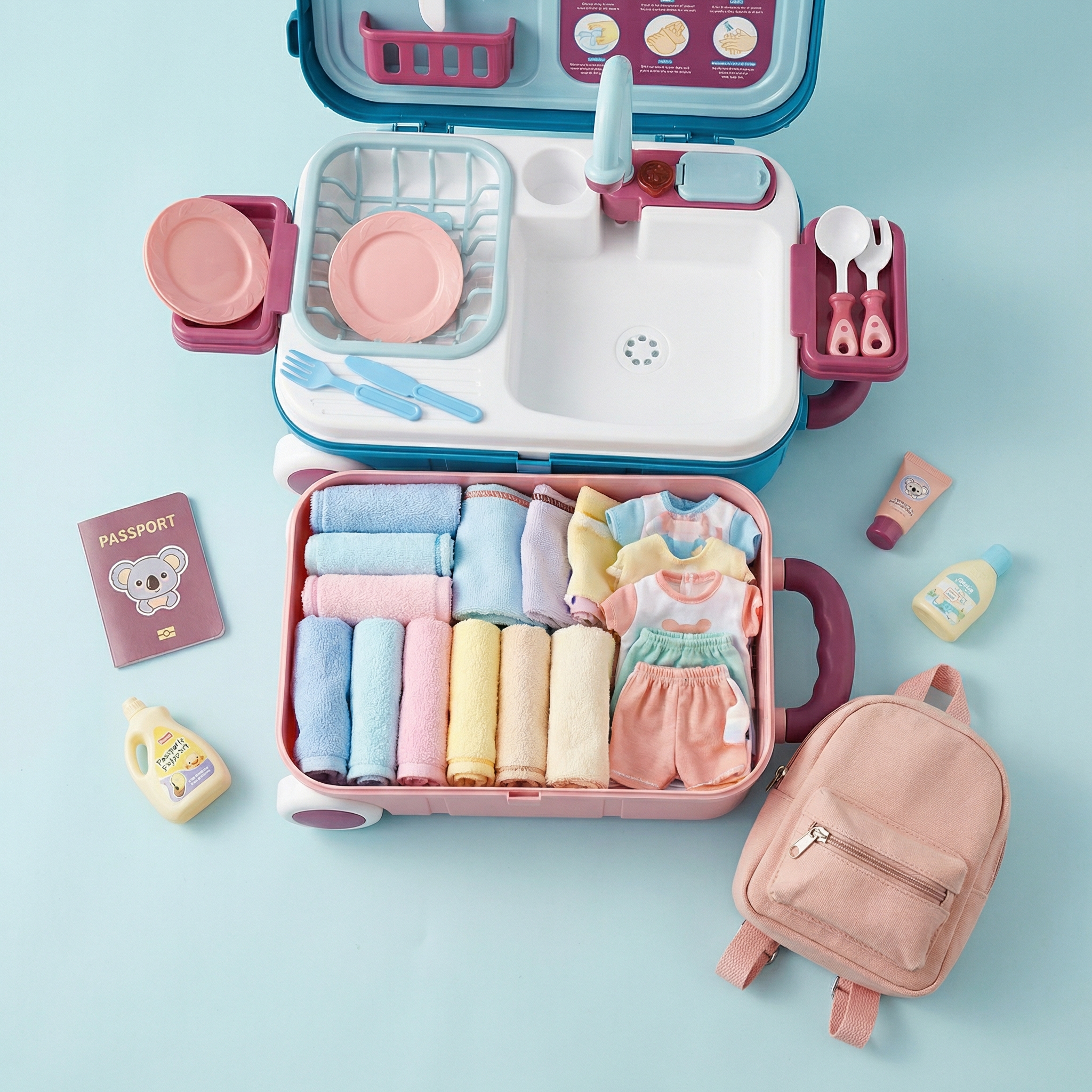 Wash Basin Luggage – Portable Kitchen Sink Play Set - Image 8