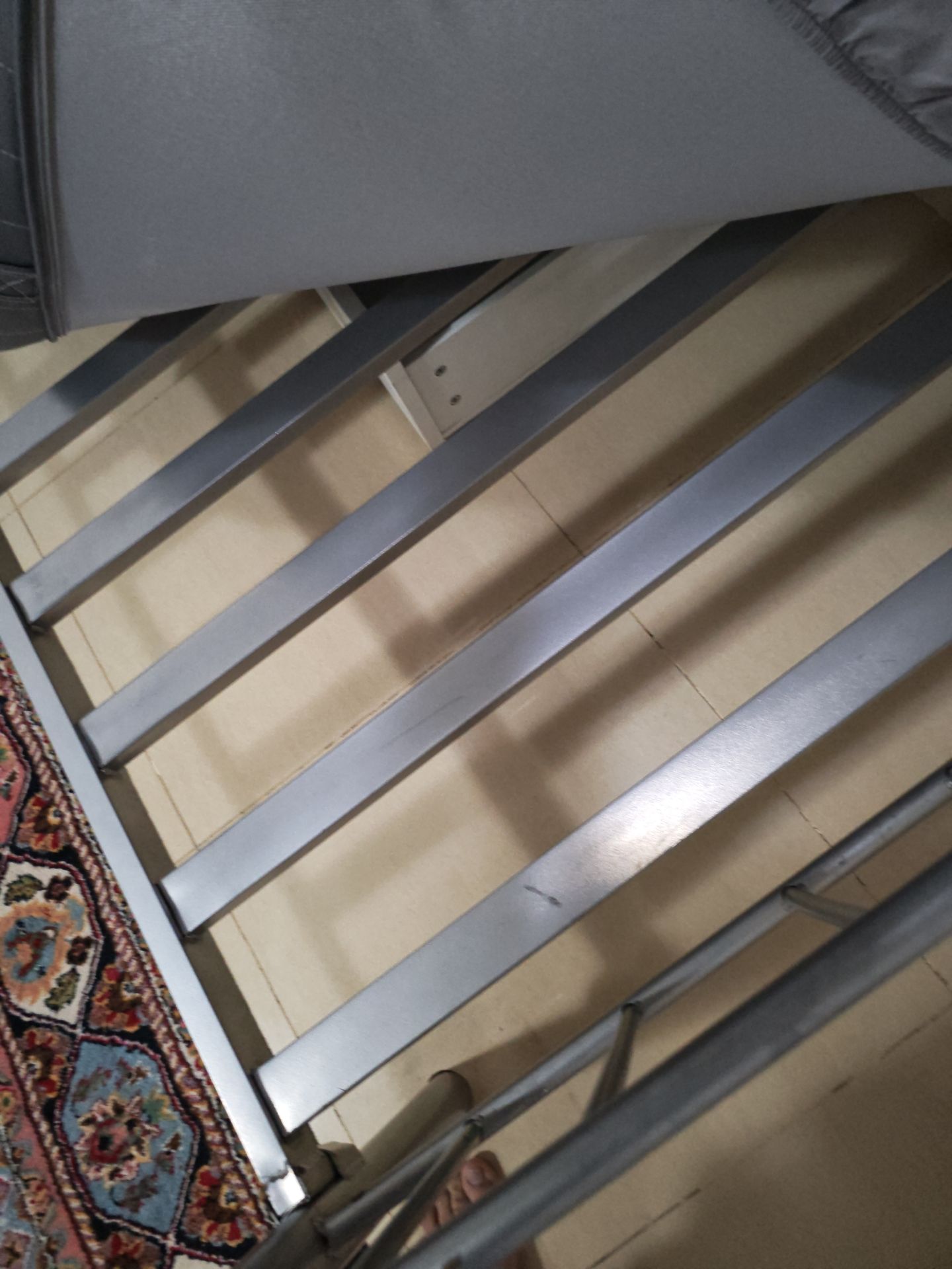 Heavy-Duty Silver Single Metal Bed Frame with Mattress - Image 3