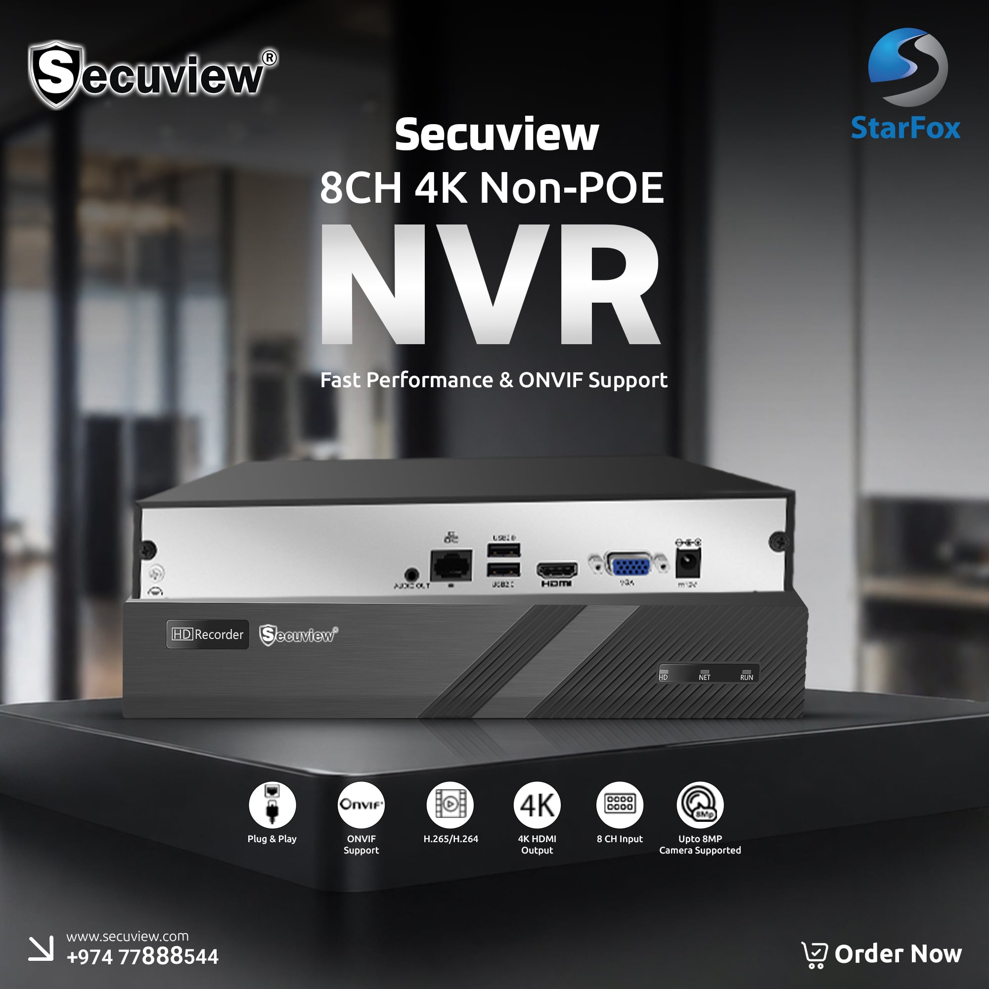 Secuview 8CH 4K NVR (Non-PoE) - Image 1