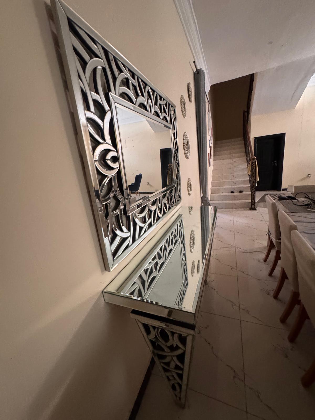 Luxury Mirrored Console & Designer Wall Mirror Set - Image 7