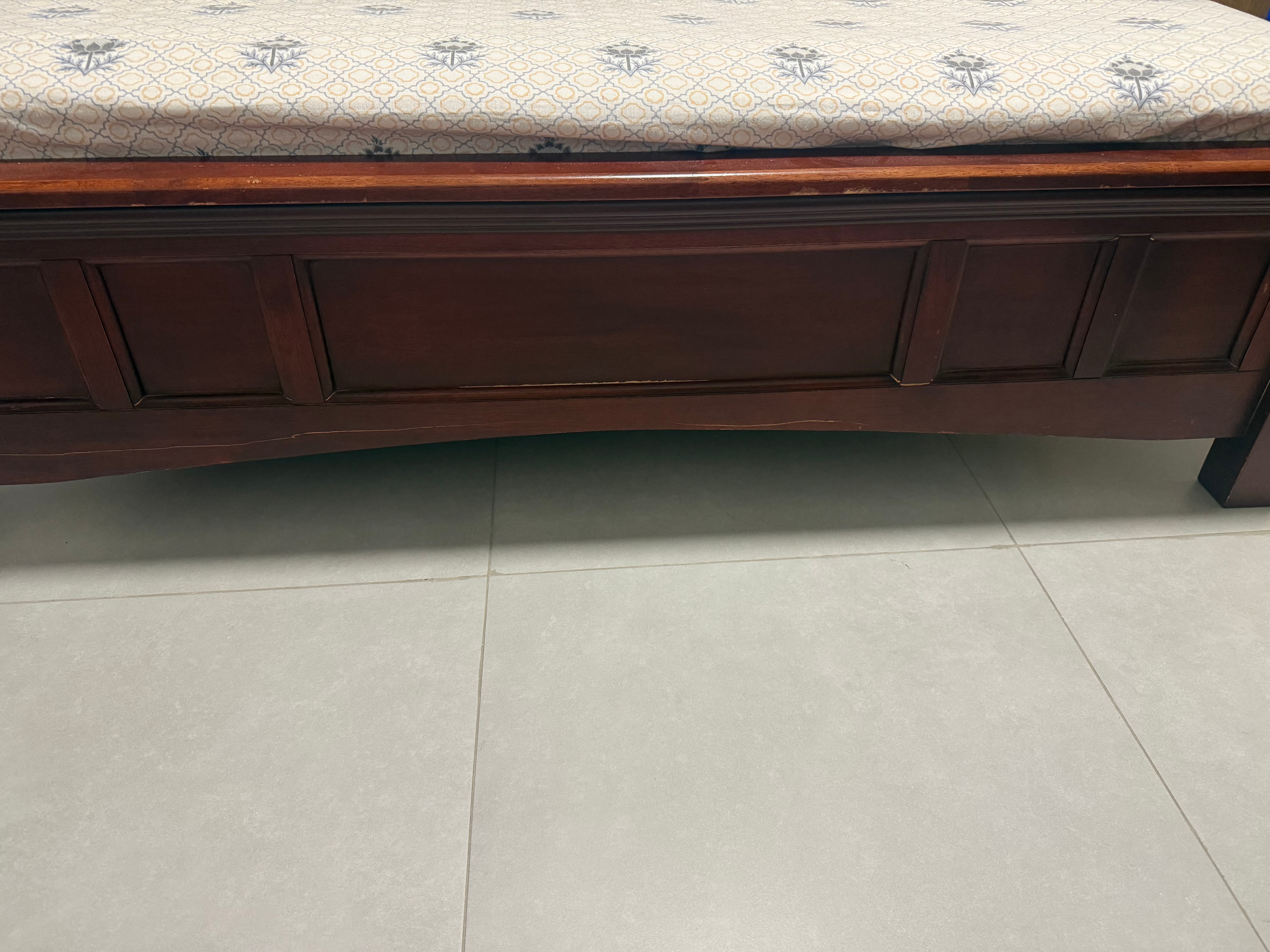 Brown wooden Queen size Bed width 62 inch, length 82 inch - Image 5