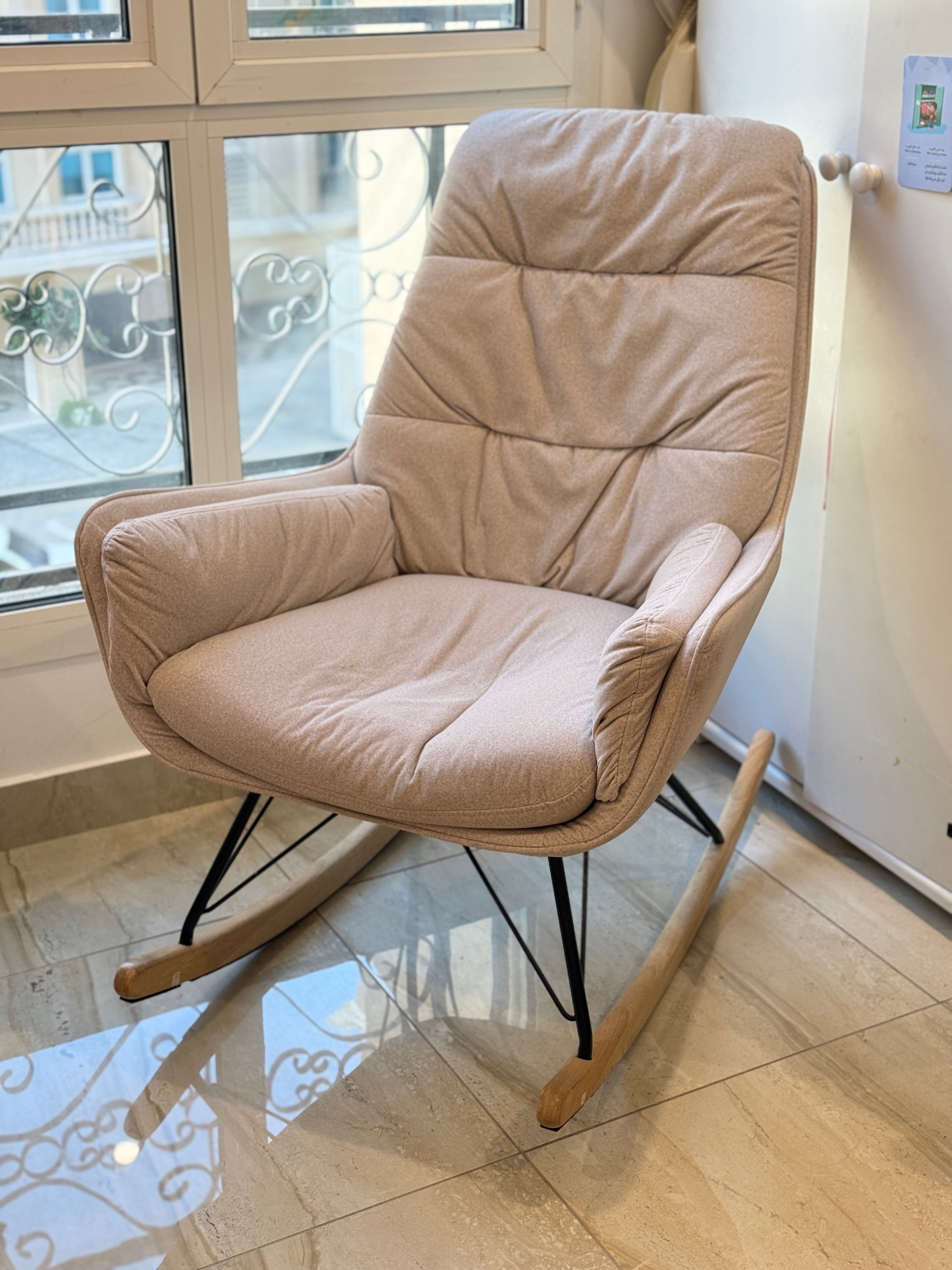 Modern Beige Rocking Chair | Nursing / Reading Chair - Image 1