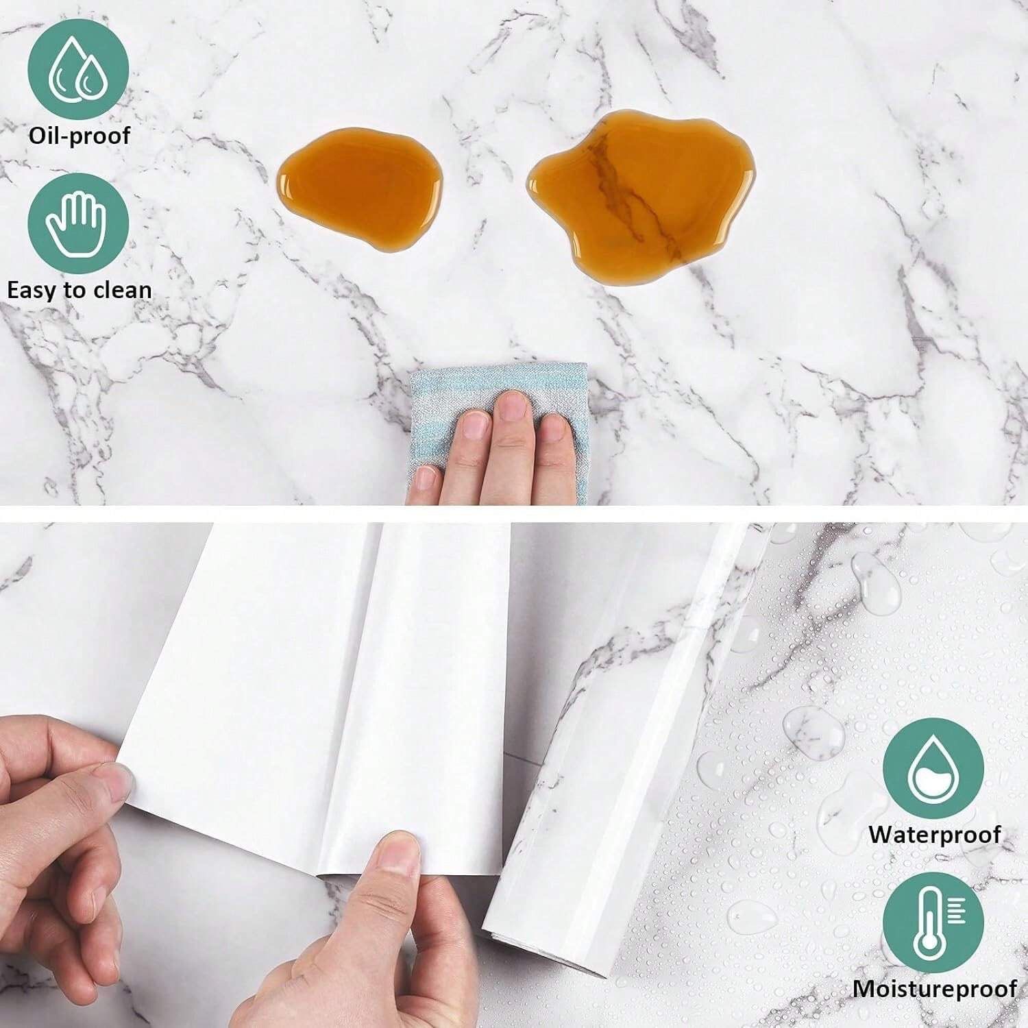 Waterproof Marble Contact Paper – Kitchen Counter & Furniture Vinyl Wrap (40cm x - Image 4