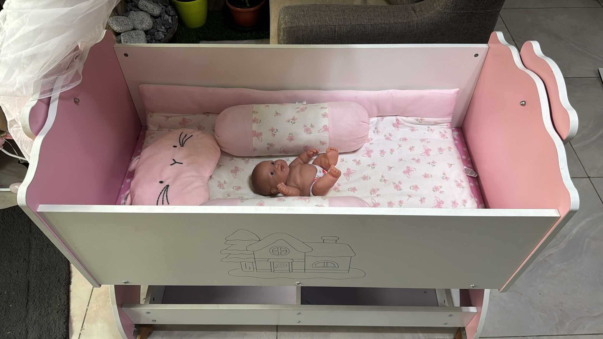 Baby Cradle and cot with wheels مهد الطفل وسرير مع عجلات - Image 5