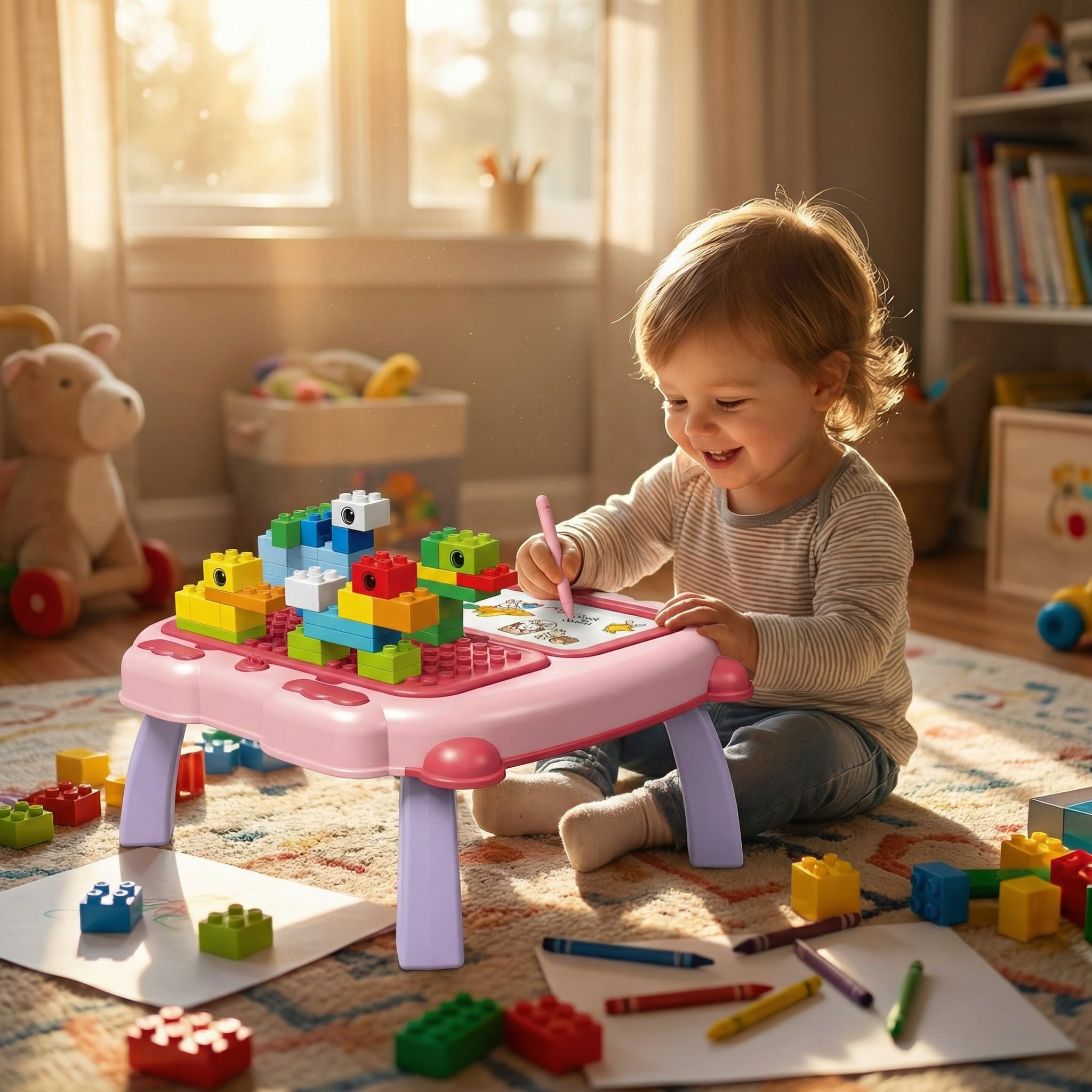 3 in 1 drawing board & blocks table - Image 3