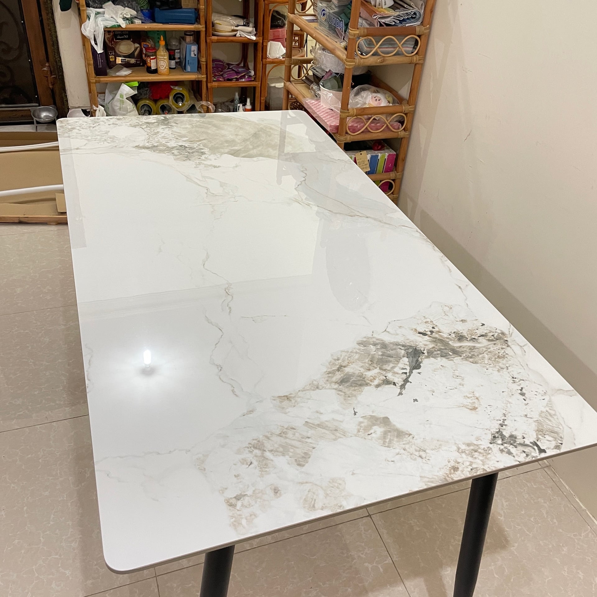 Dining table, marble table, 6-seater table, restaurant table, kitchen furniture - Image 2