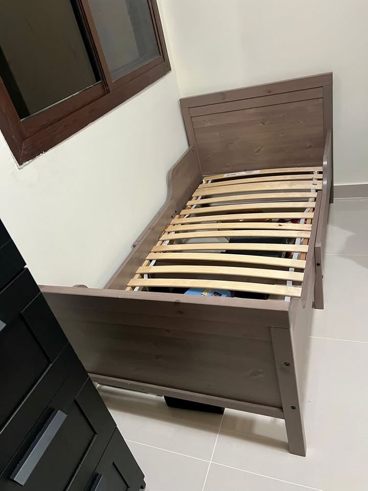 SUNDVIK Extendable bed frame with slatted bed base, brown 80x200 cm - Image 2