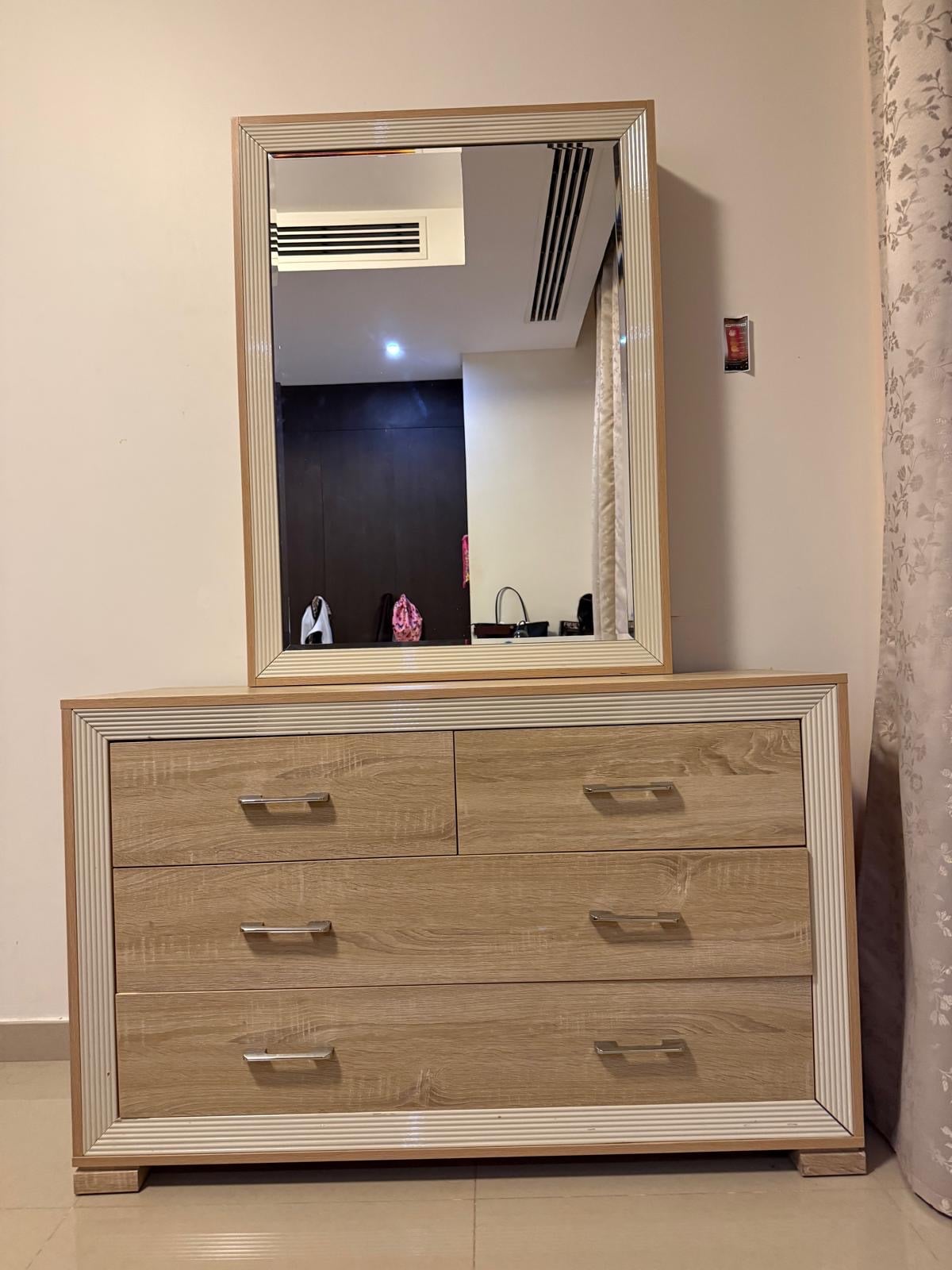 King size bed, mattress and mirror dresser for sale  - Image 2