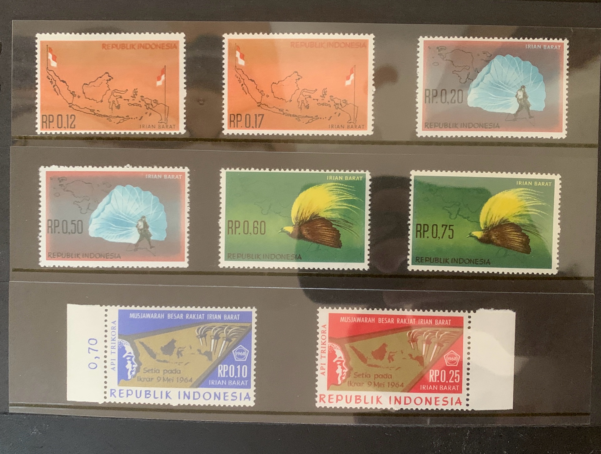 Indonesia provinces Irian Barat (all stamps), Riau and UNTEA stamps.  - Image 3