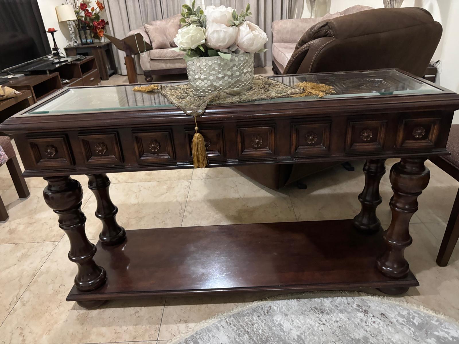 Two Consoles Solid Wood Luxurious Classic Console table with mirror - Image 4
