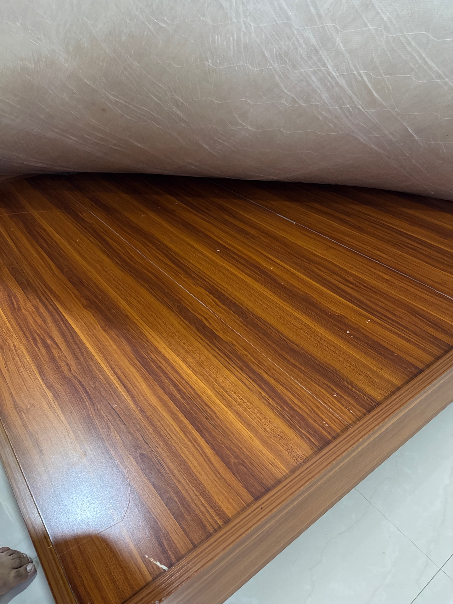 King size wooden bed with mattress  - Image 4