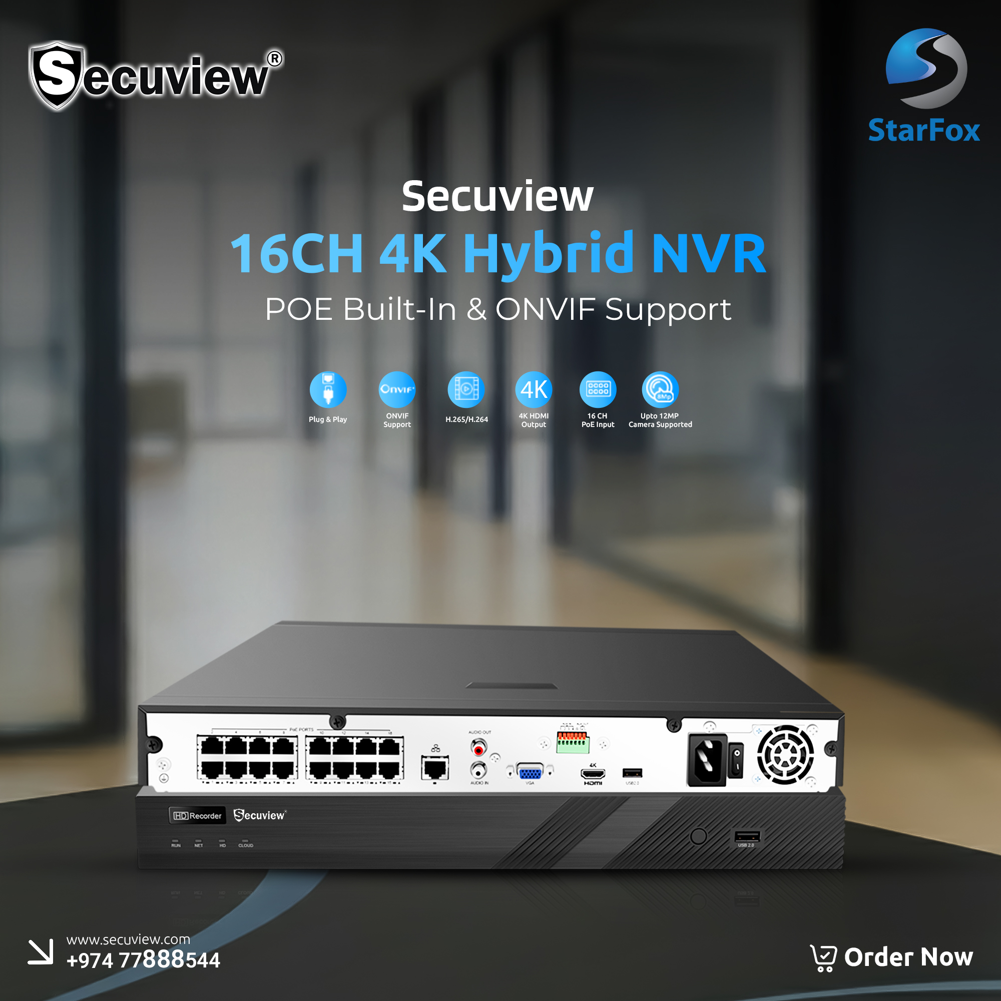Secuview 16CH 4K Hybrid NVR (Built-in PoE) - Image 1