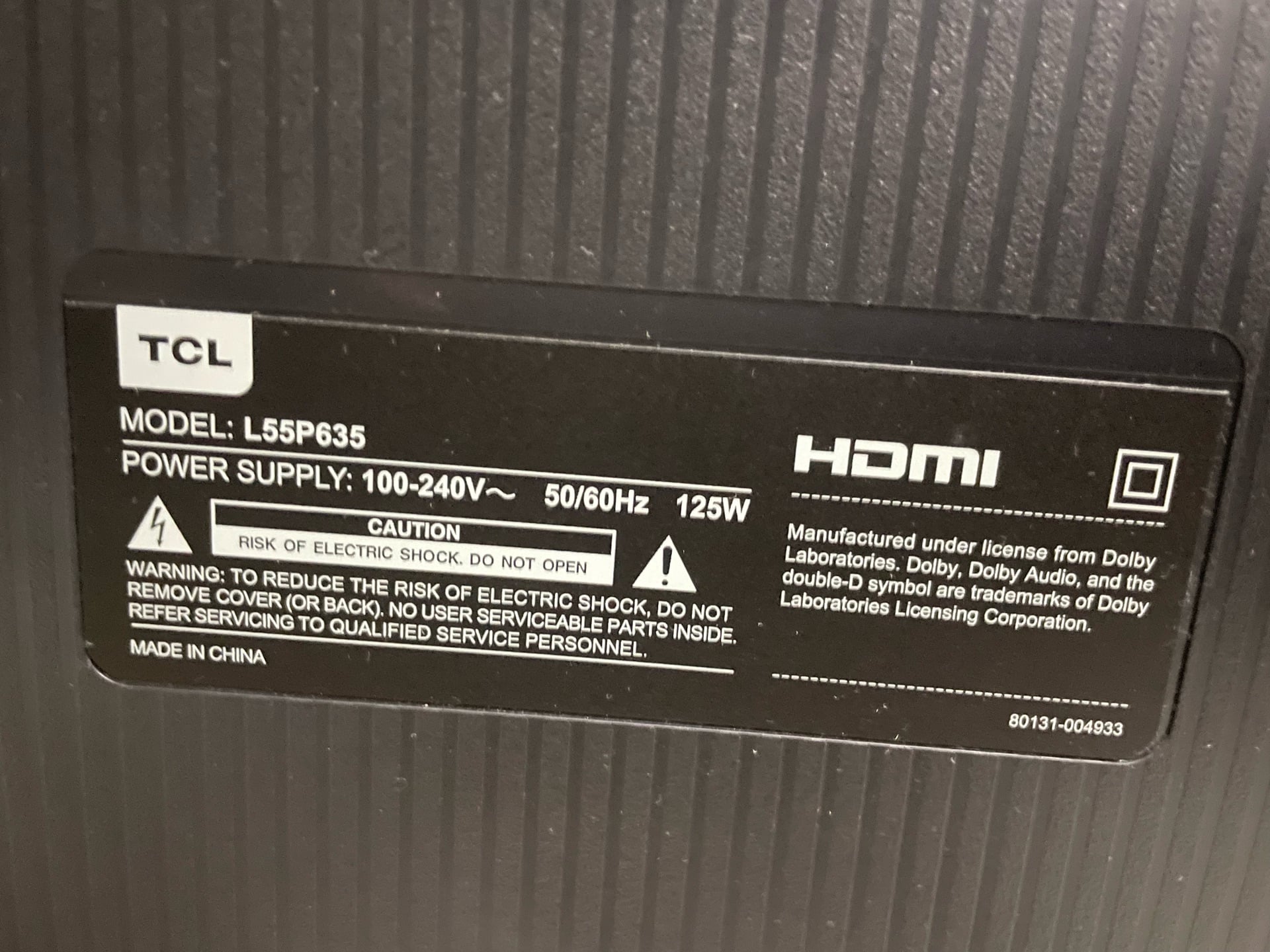Screen broken TCL TV 4K UHD, Model- L55P635 - Image 2