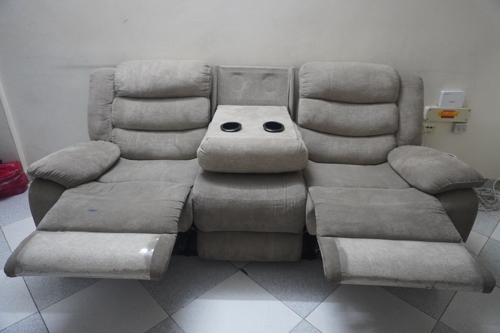  3-Seater Recliner Sofa with Foldable Cup Holder Console - Image 3
