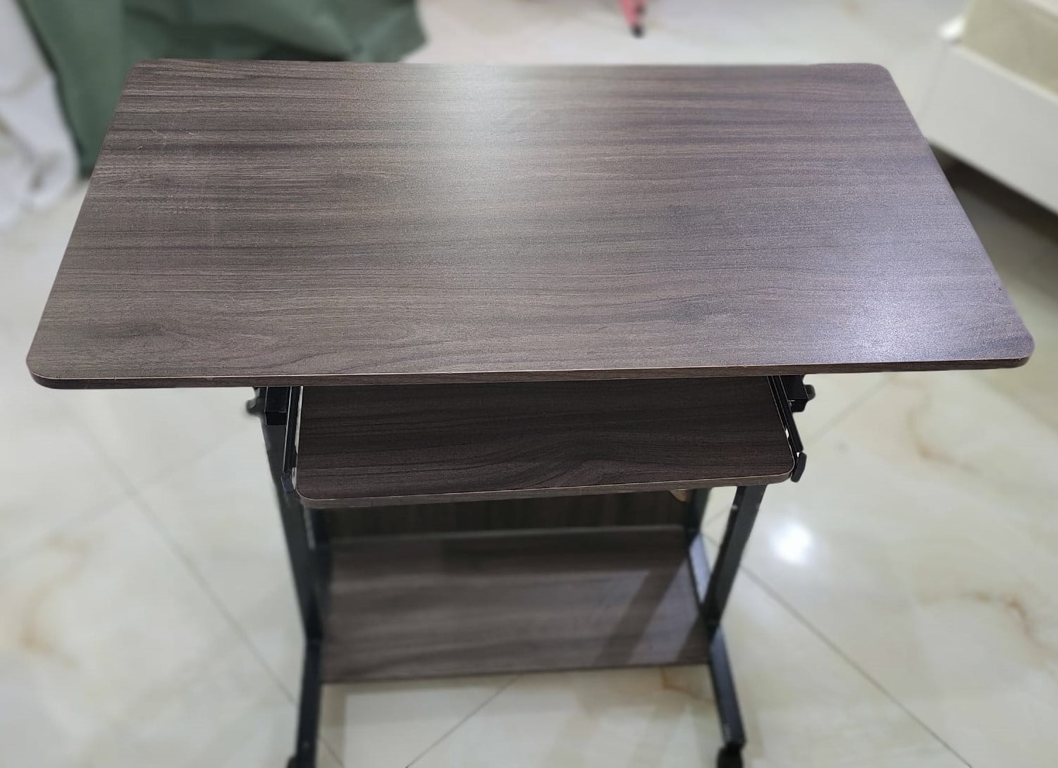 Maple Leaf Mobile Height-Adjustable Computer Desk, Metal Frame - Image 2