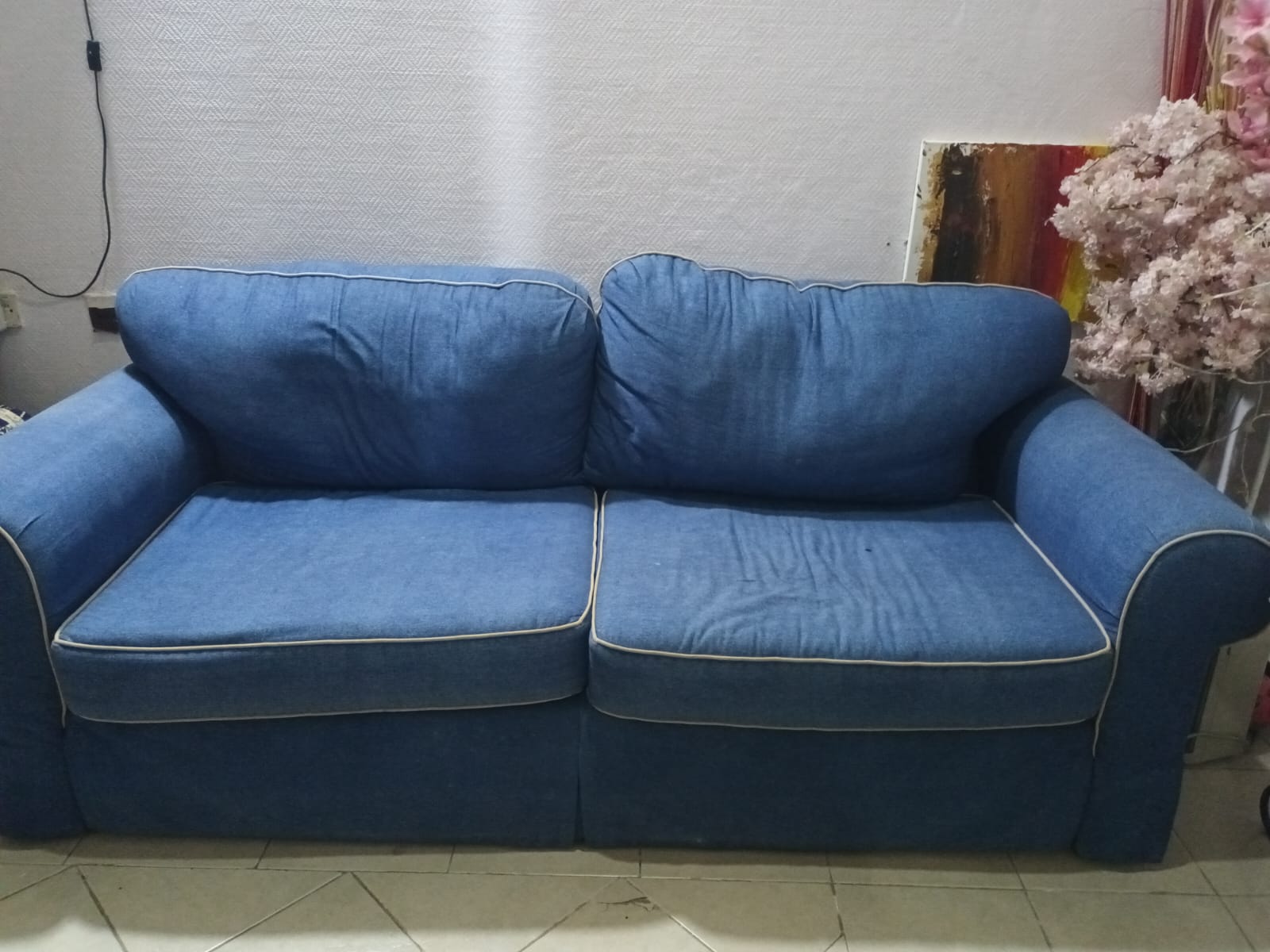 Comfy Blue 2-Seater Sofa – Great Condition - Image 1