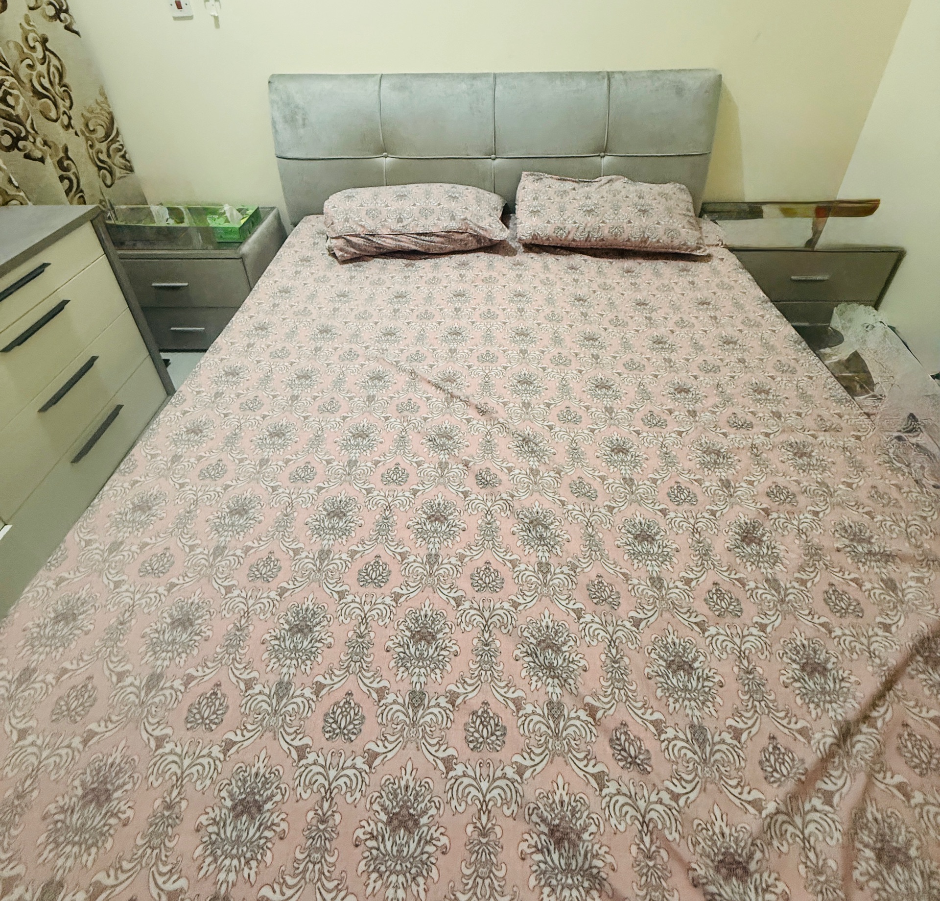 Home center Bed&mattress with side tables and dressing table for sale - Image 1