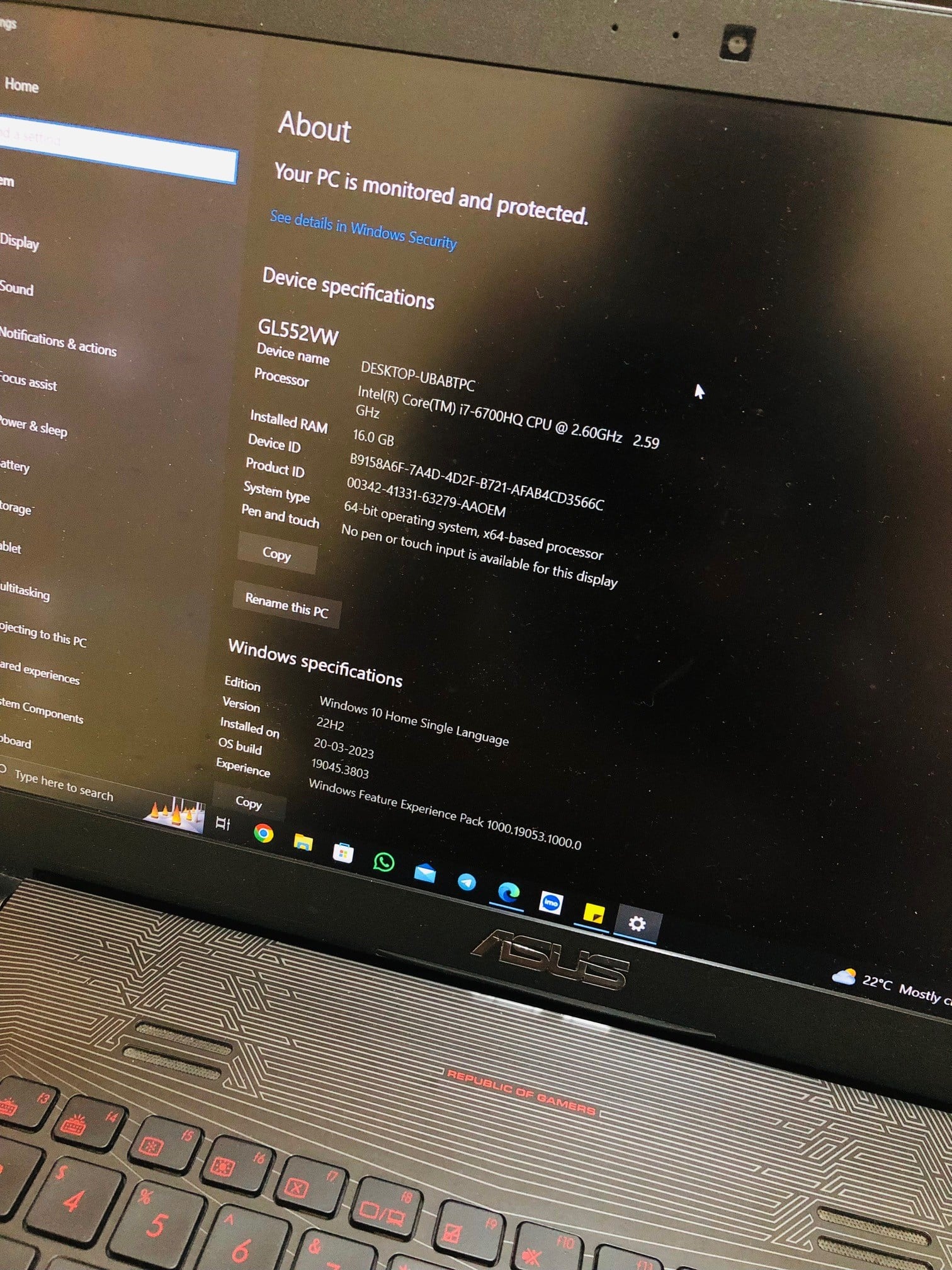 ASUS ROG i7 Gaming Laptop 16 GB RAM 4GB NVIDIA GFX - Image 3