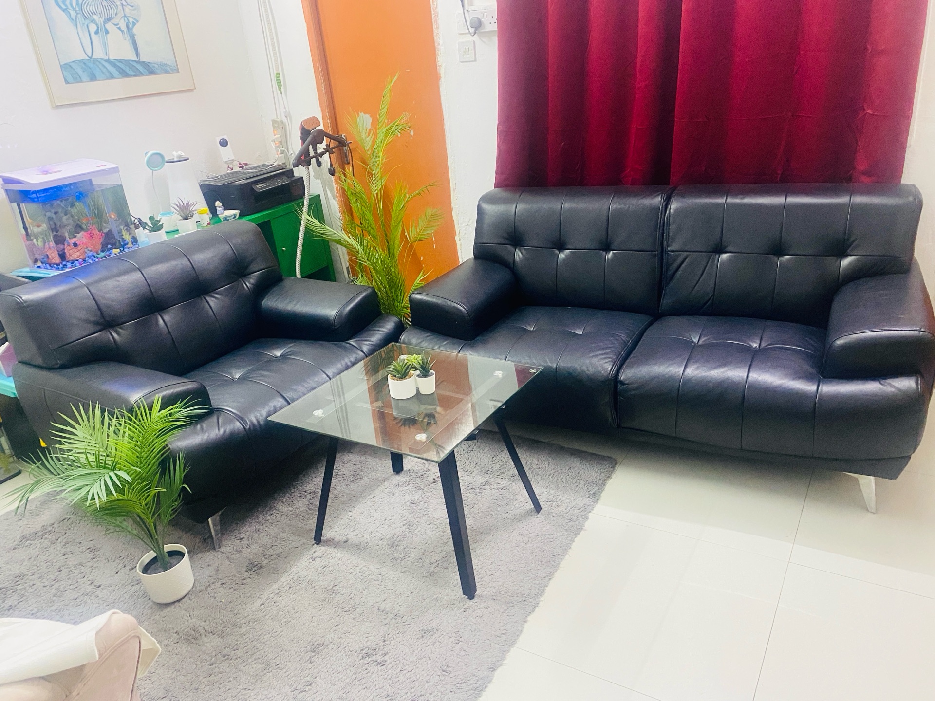 Home centre leather 2+1 sofa couch  - Image 4