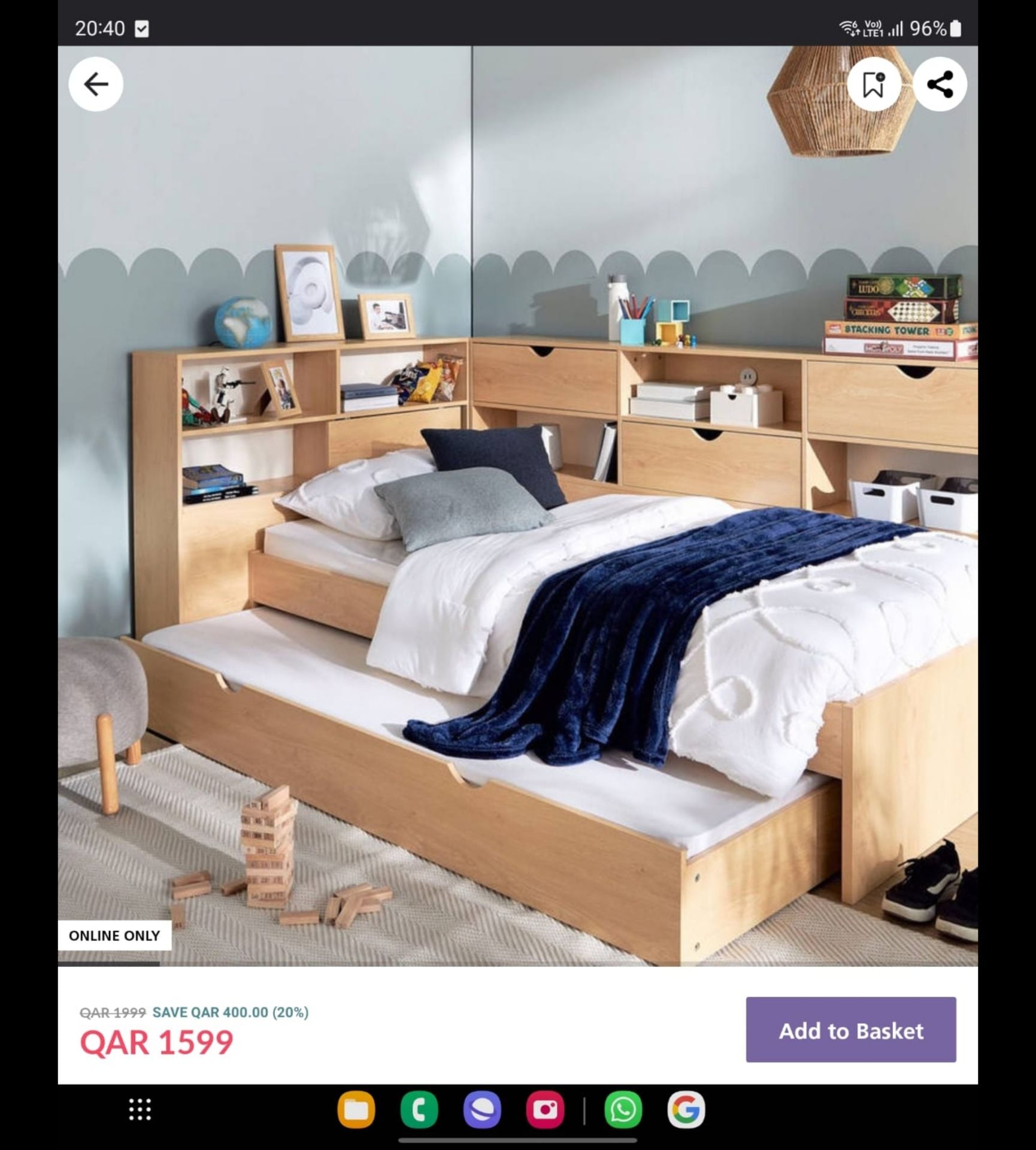 Bed with pull out bed and extra storage - Image 1