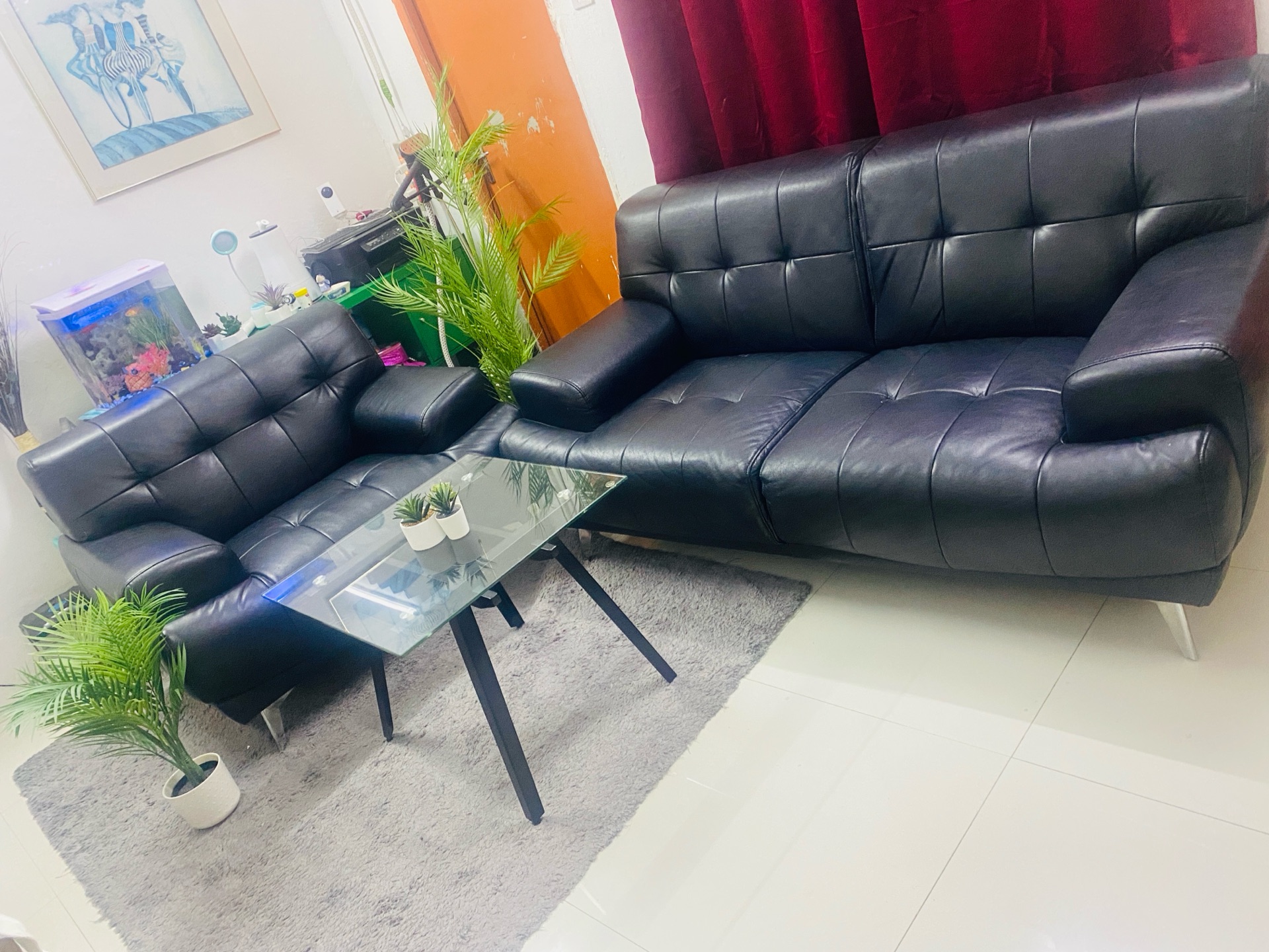 Home centre leather 2+1 sofa couch  - Image 2