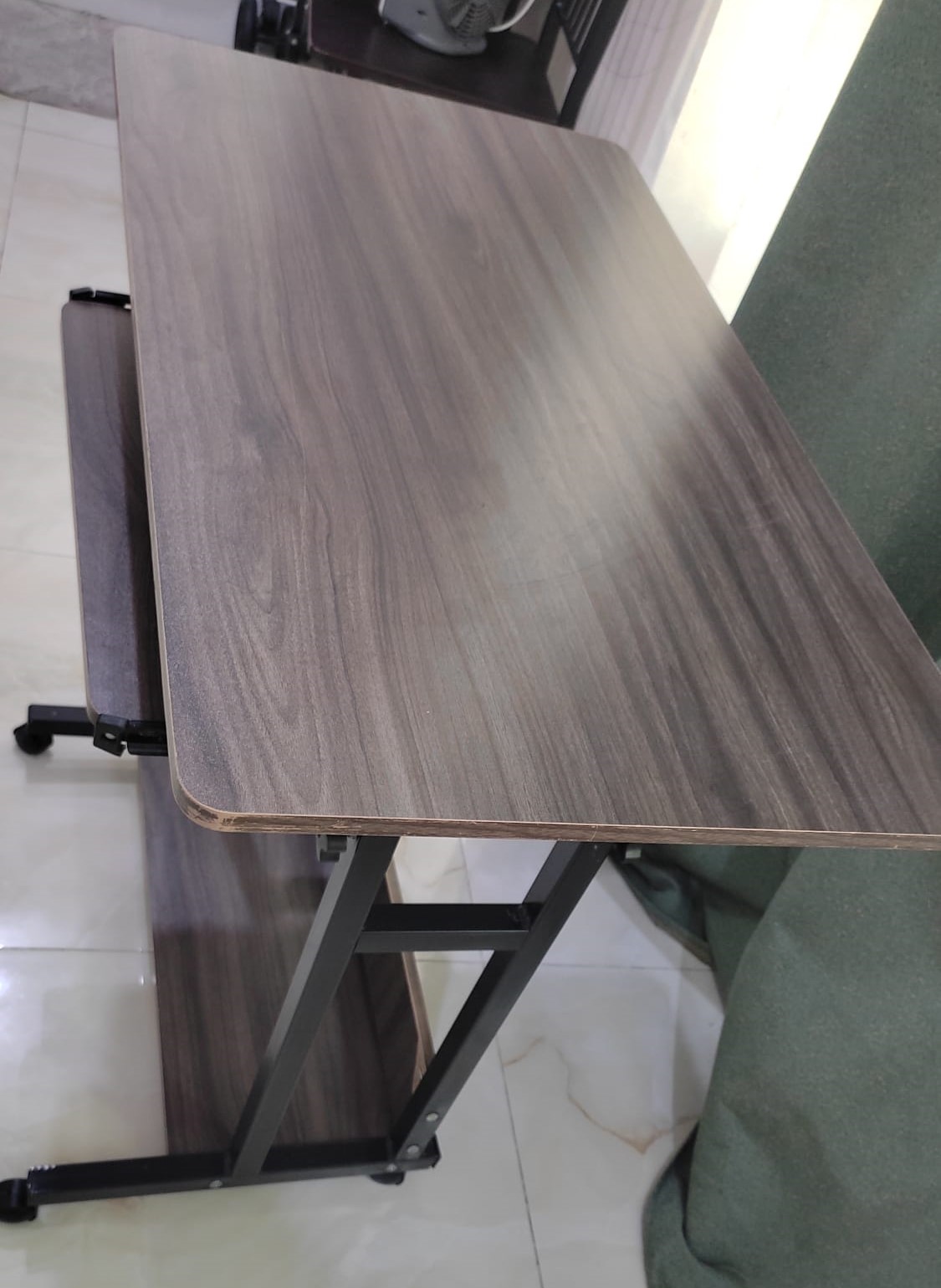 Maple Leaf Mobile Height-Adjustable Computer Desk, Metal Frame - Image 4