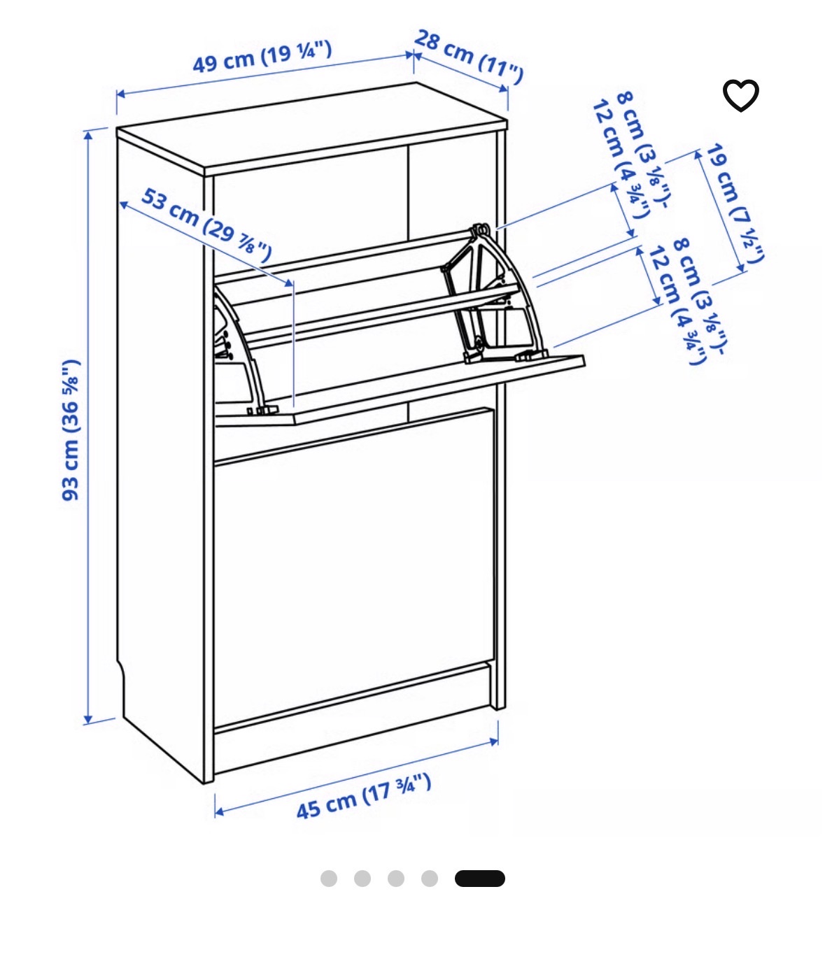 IKEA BISSA Shoe Cabinet – White (2 Compartments) - Image 4