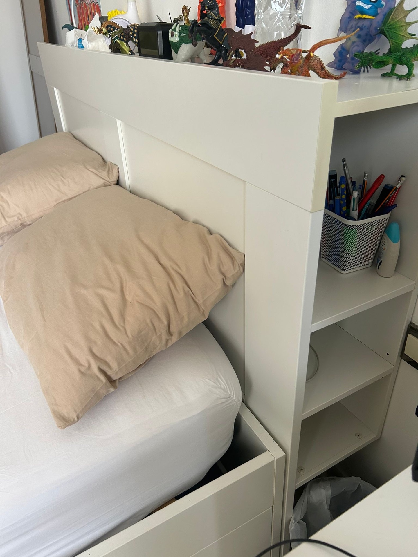 IKEA bed frame with modern headboard and matress - Image 3