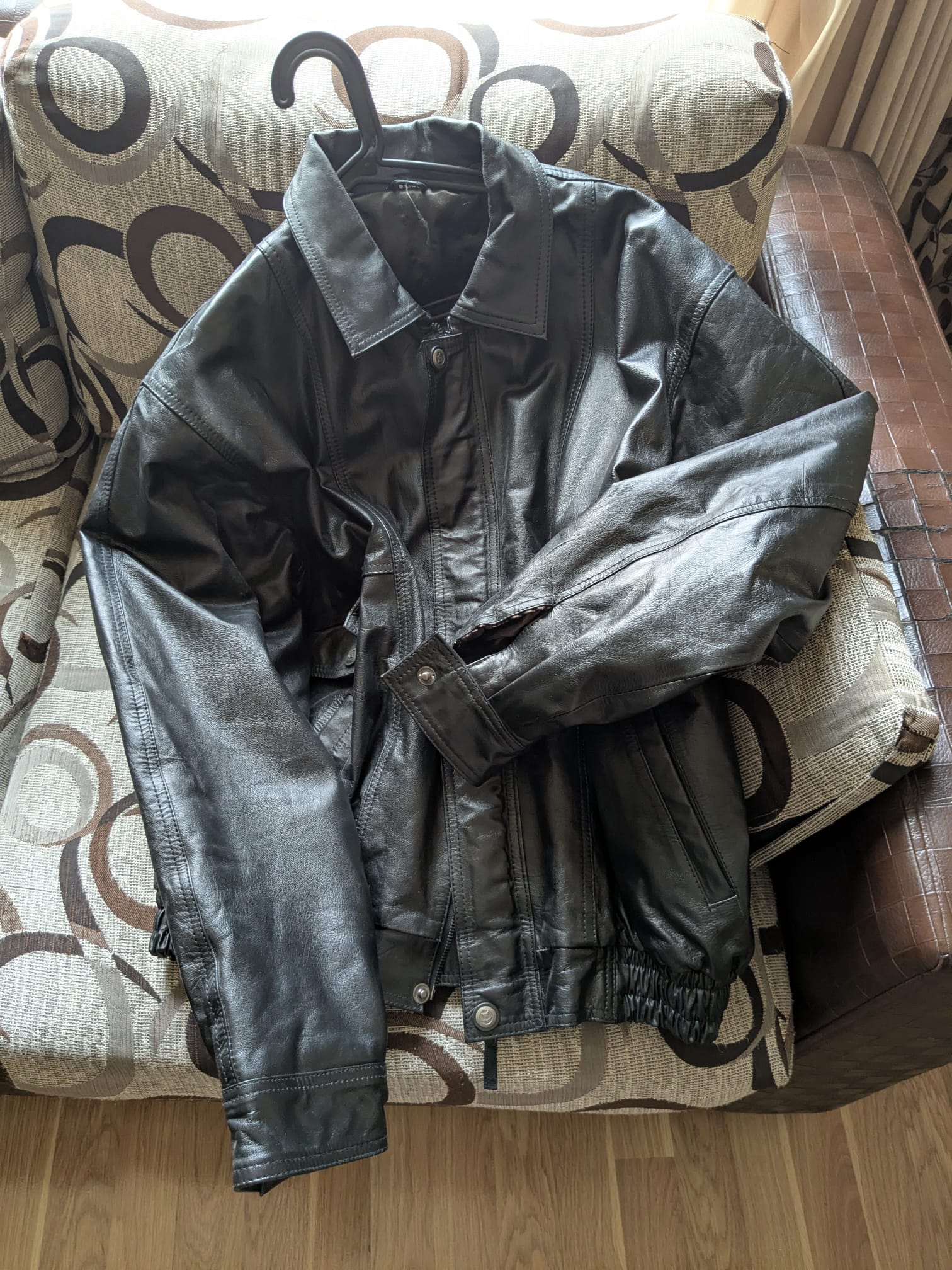 Genuine Leather Jacket for Sale – Men’s Black Bomber Style - Image 2