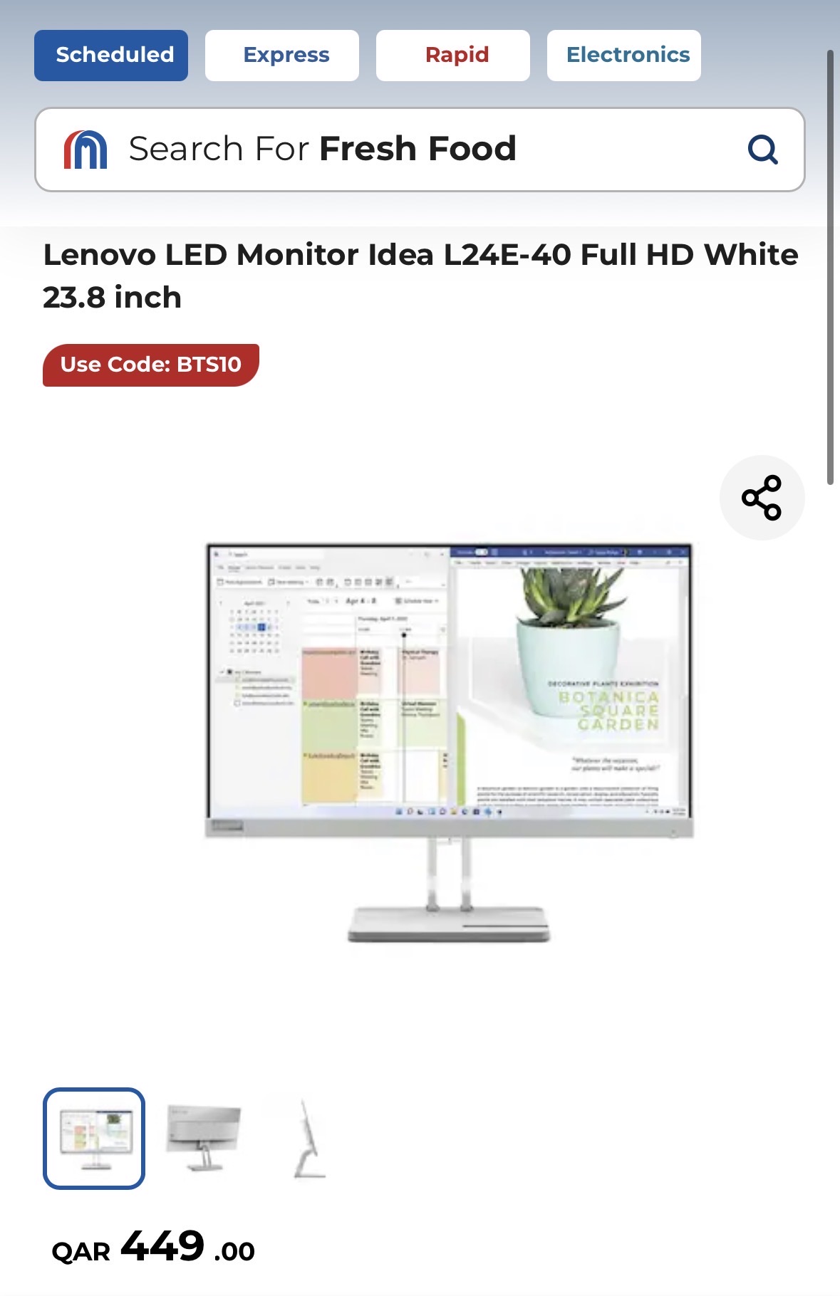 Lenovo LED Monitor Idea L24E-40 – 23.8” Full HD (White) - Image 3