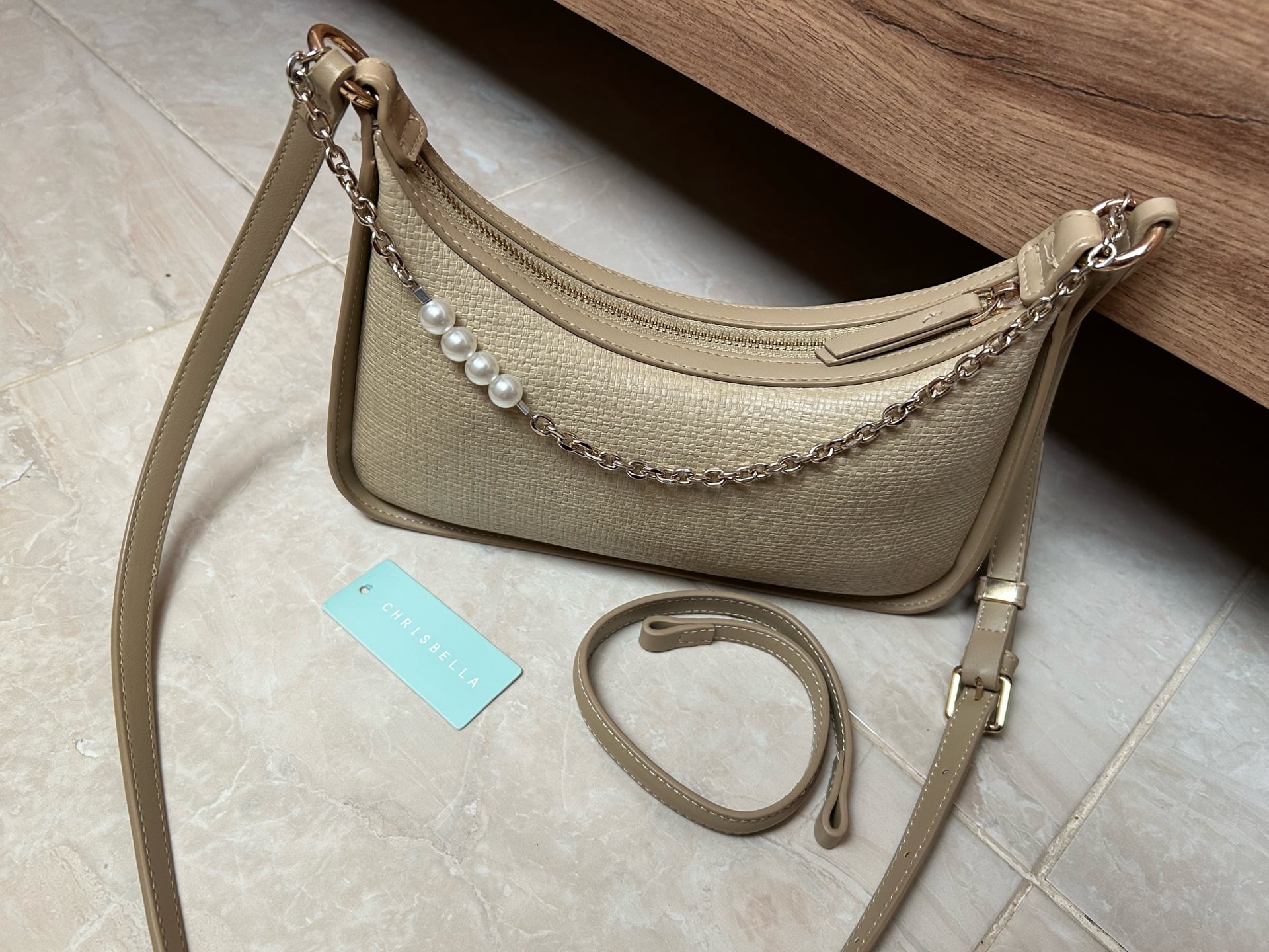 Beige Shoulder/Crossbody Bag - Image 6
